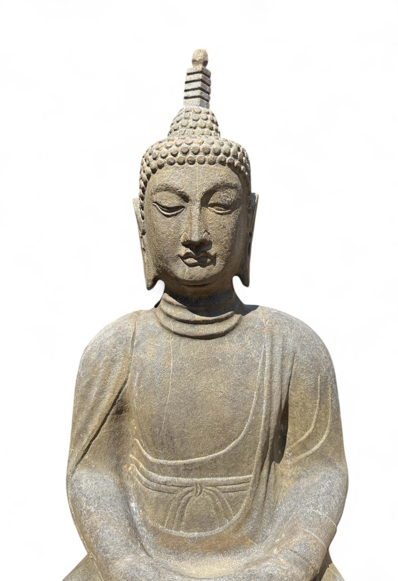 Garten Buddha Statue Naturstein Figur Meditations Geste