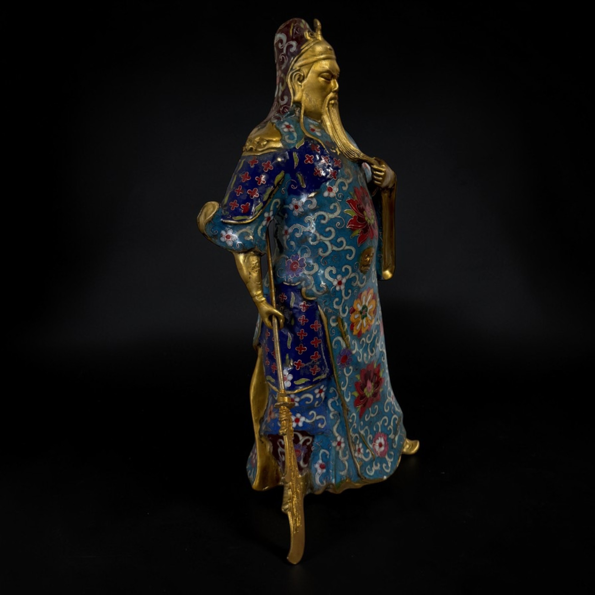 General Guan Yu China Bronze Krieger Figur Cloisonne Skulptur