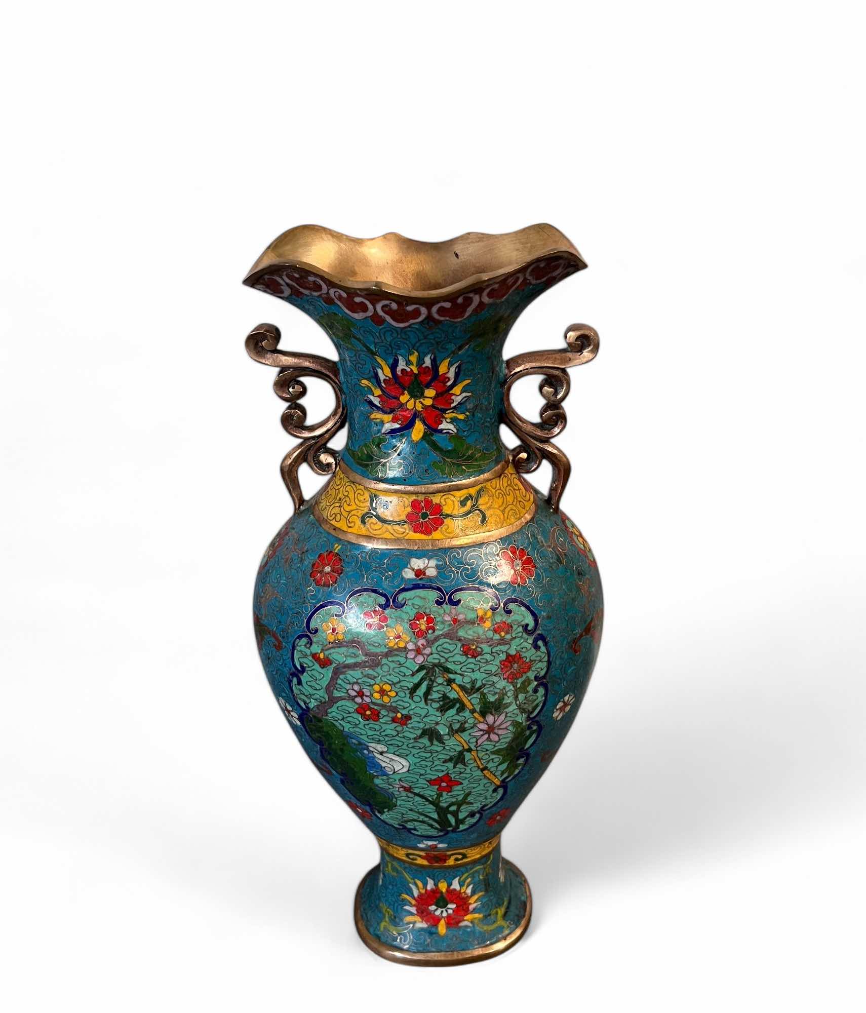 China Cloisonne Vase Bronze mit Markung
