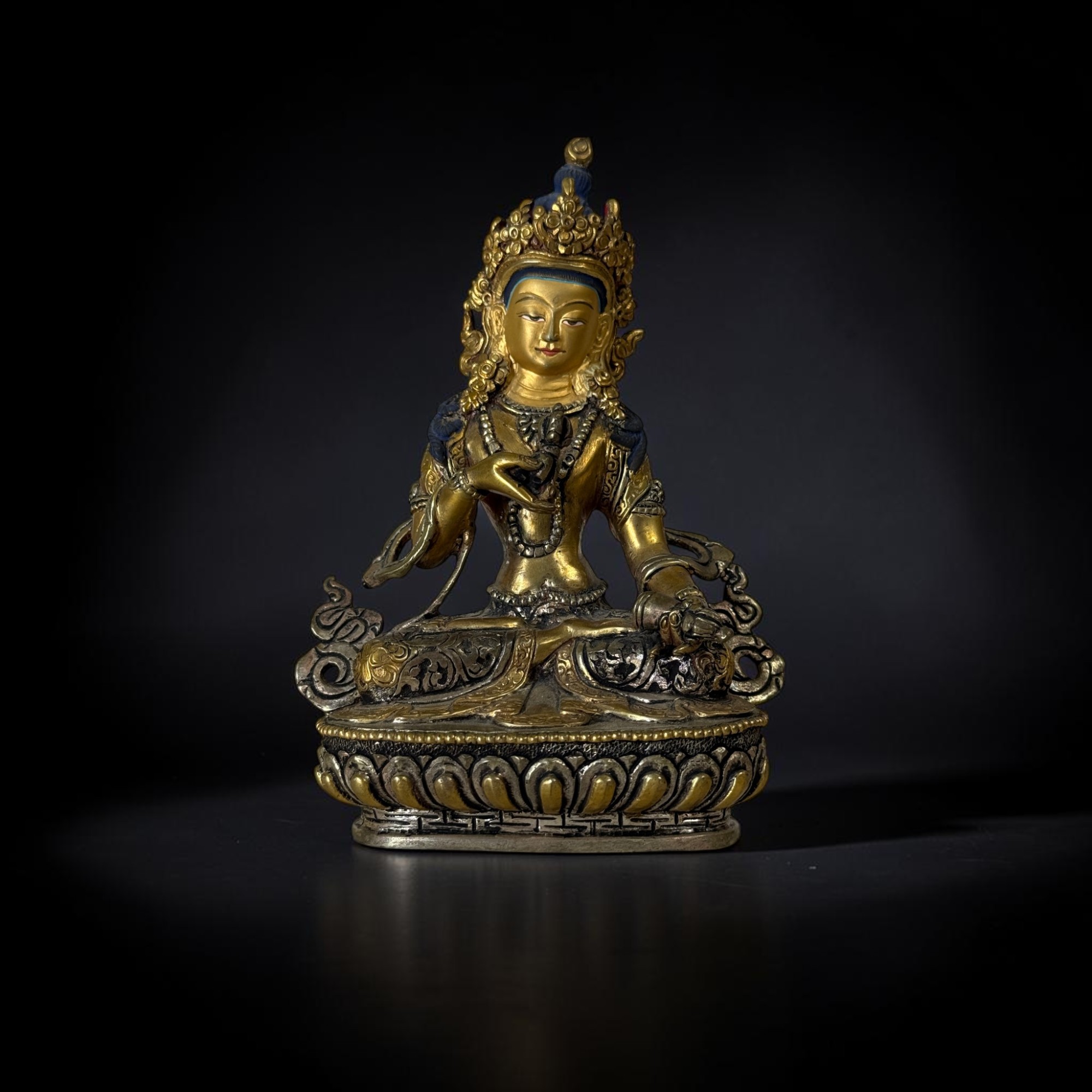 Alte Vajrasattva Figur aus Bronze Tibet/China 15,5cm