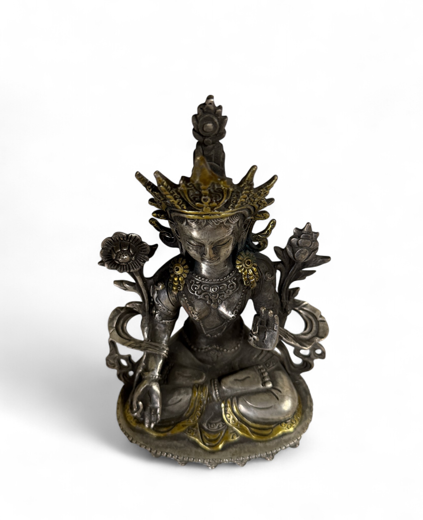 Weiße Tara Figur Bronze Tibet/China 21 cm