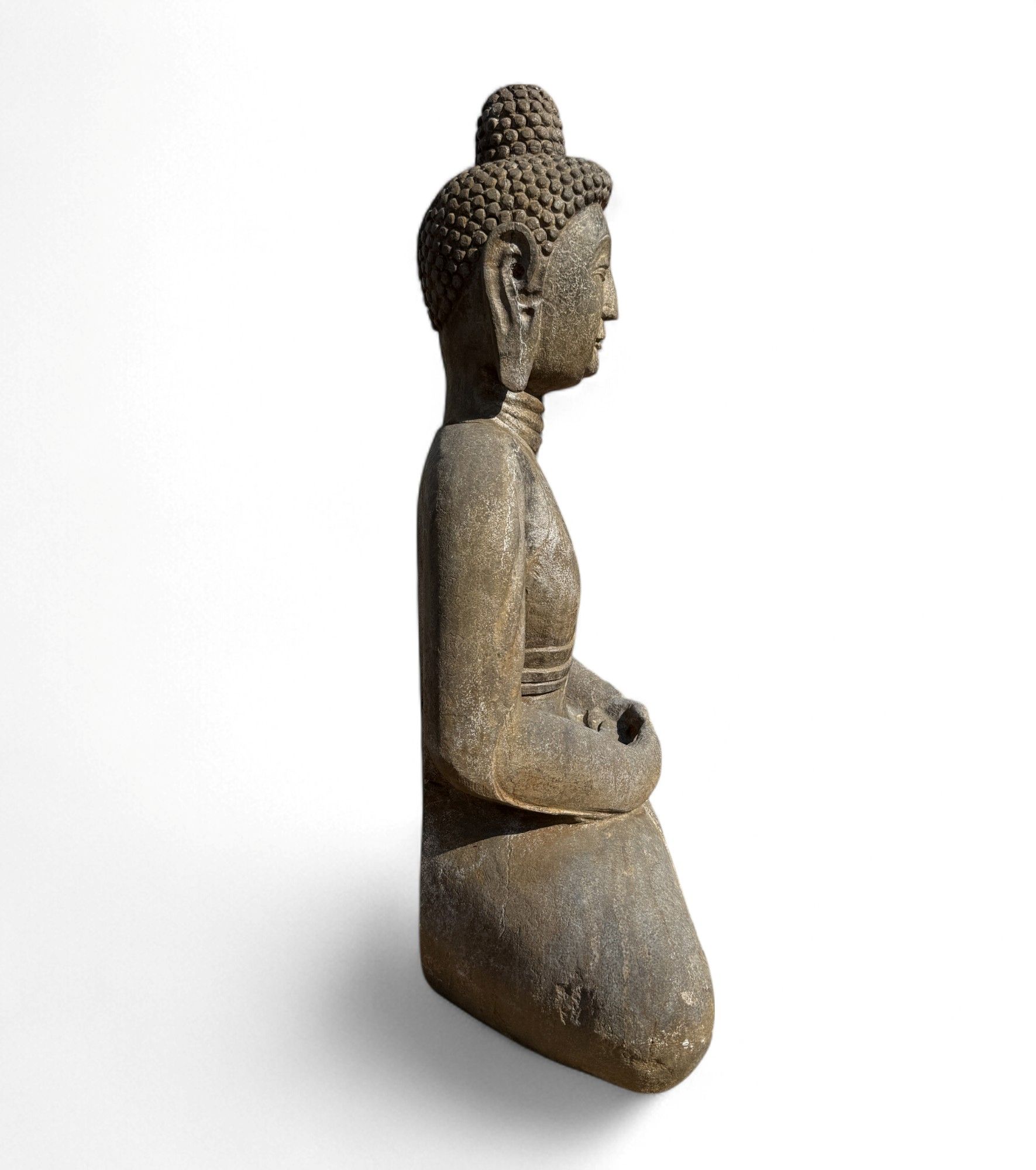 Garten Buddha Statue Naturstein Figur Meditations Geste