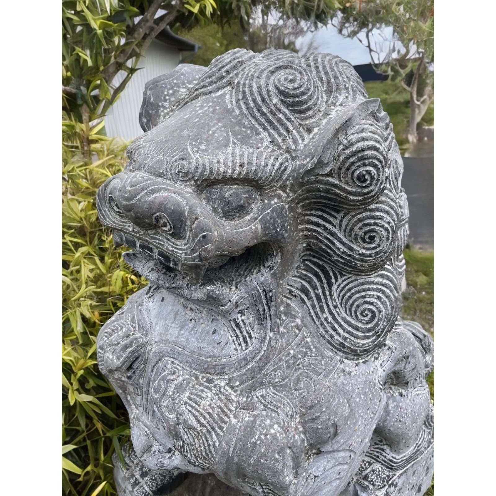 Chinesischer Wächterlöwe Tempellöwe Naturstein Skulptur China 110cm Chinesischer Wächterlöwe Tempellöwe Naturstein Skulptur China 110cm