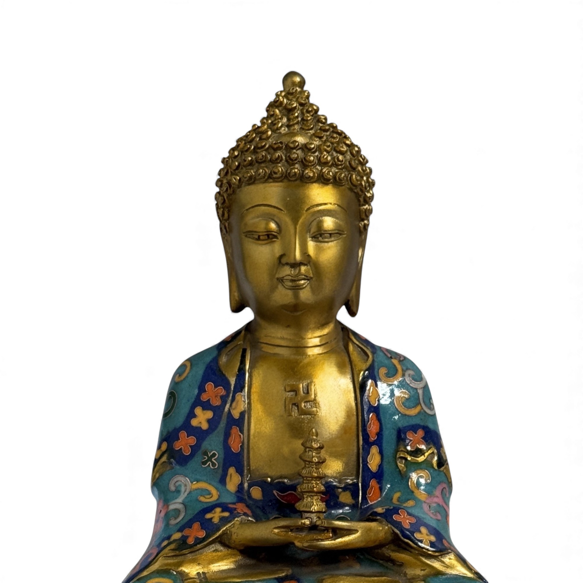 Bronze Buddha Figur mit Stupe - Pagode 28,5 cm