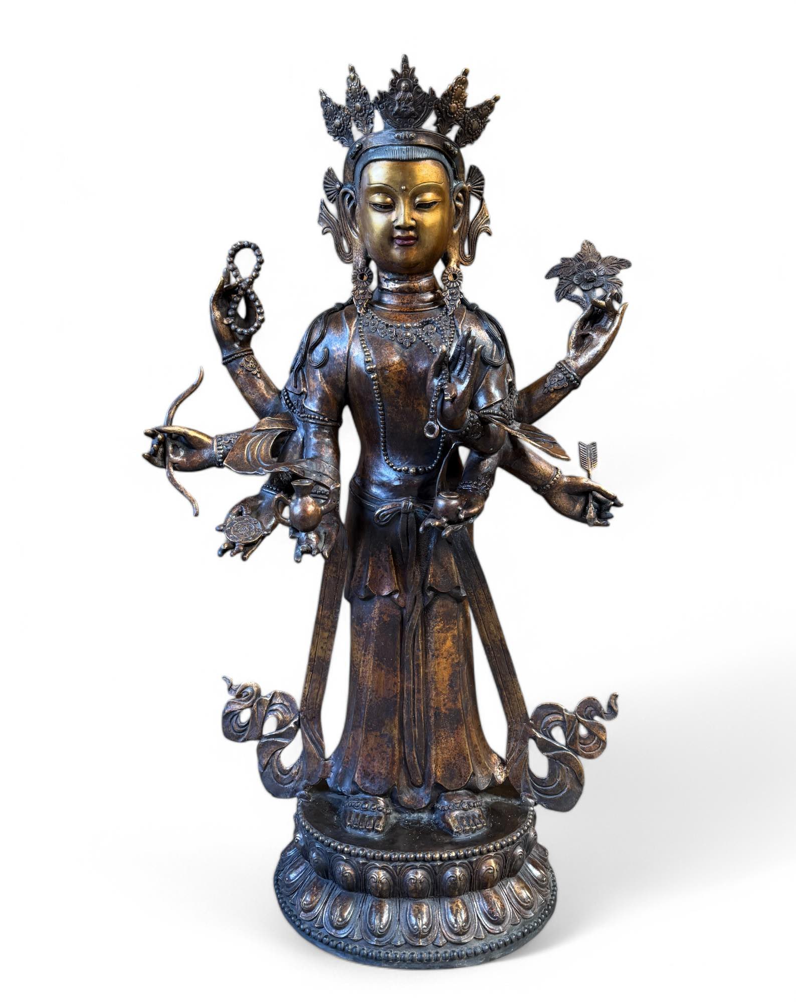 Chenrezig Avalokiteshvara Bronze Statue Tibet China Skulptur