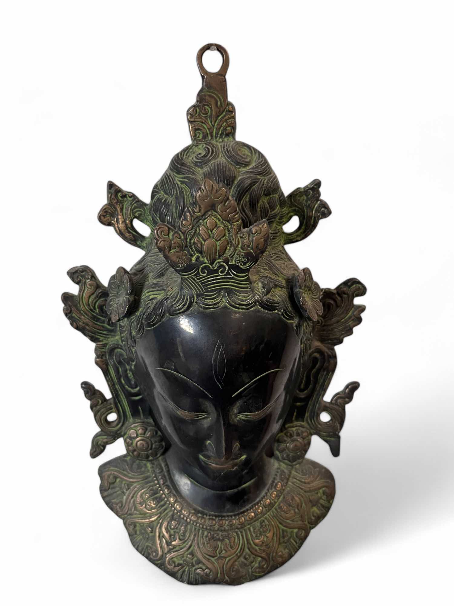 Tara Wandmaske Nepal Bronze Skulptur 27 cm