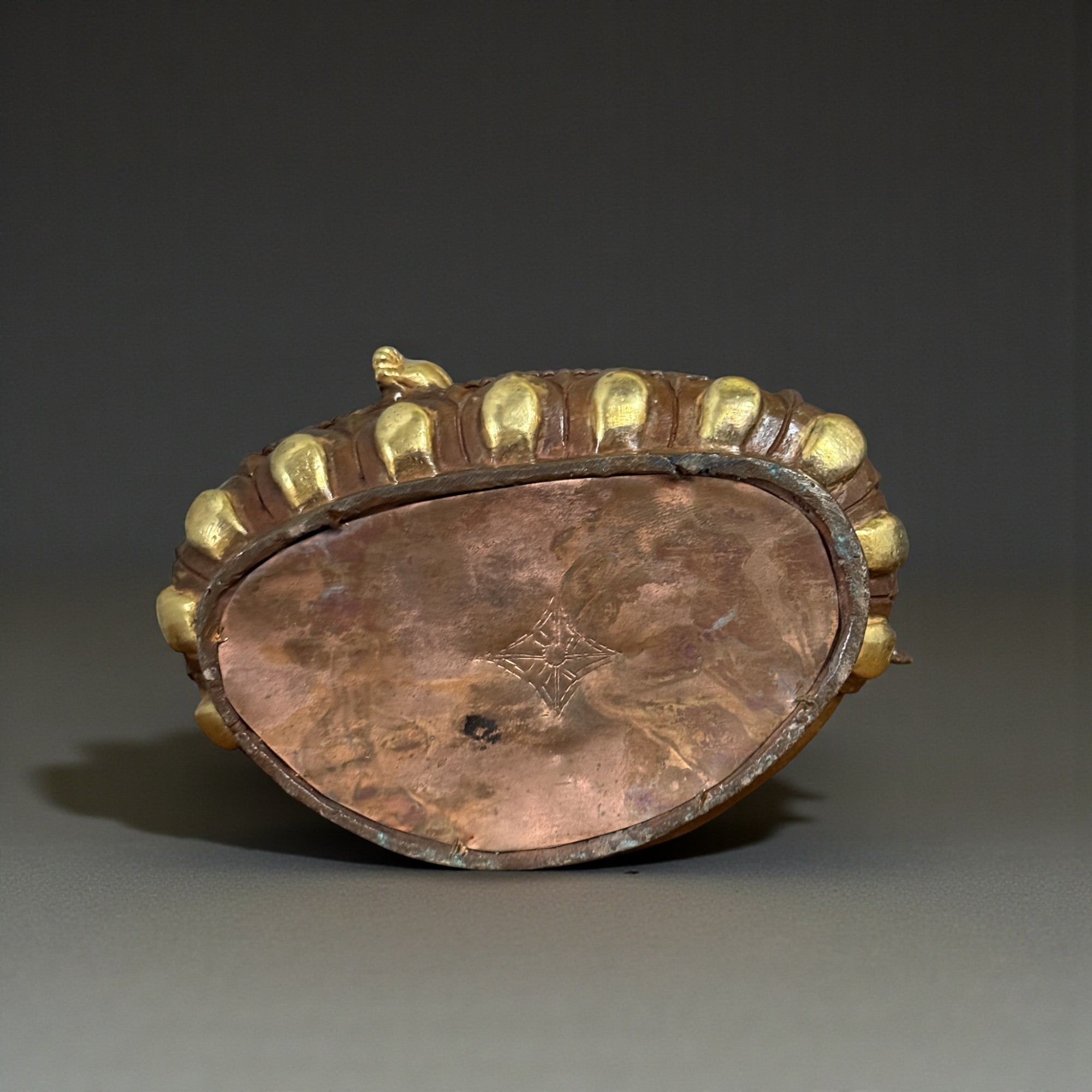 Ganesha Figur aus Bronze mit Teilvergoldung, Nepal