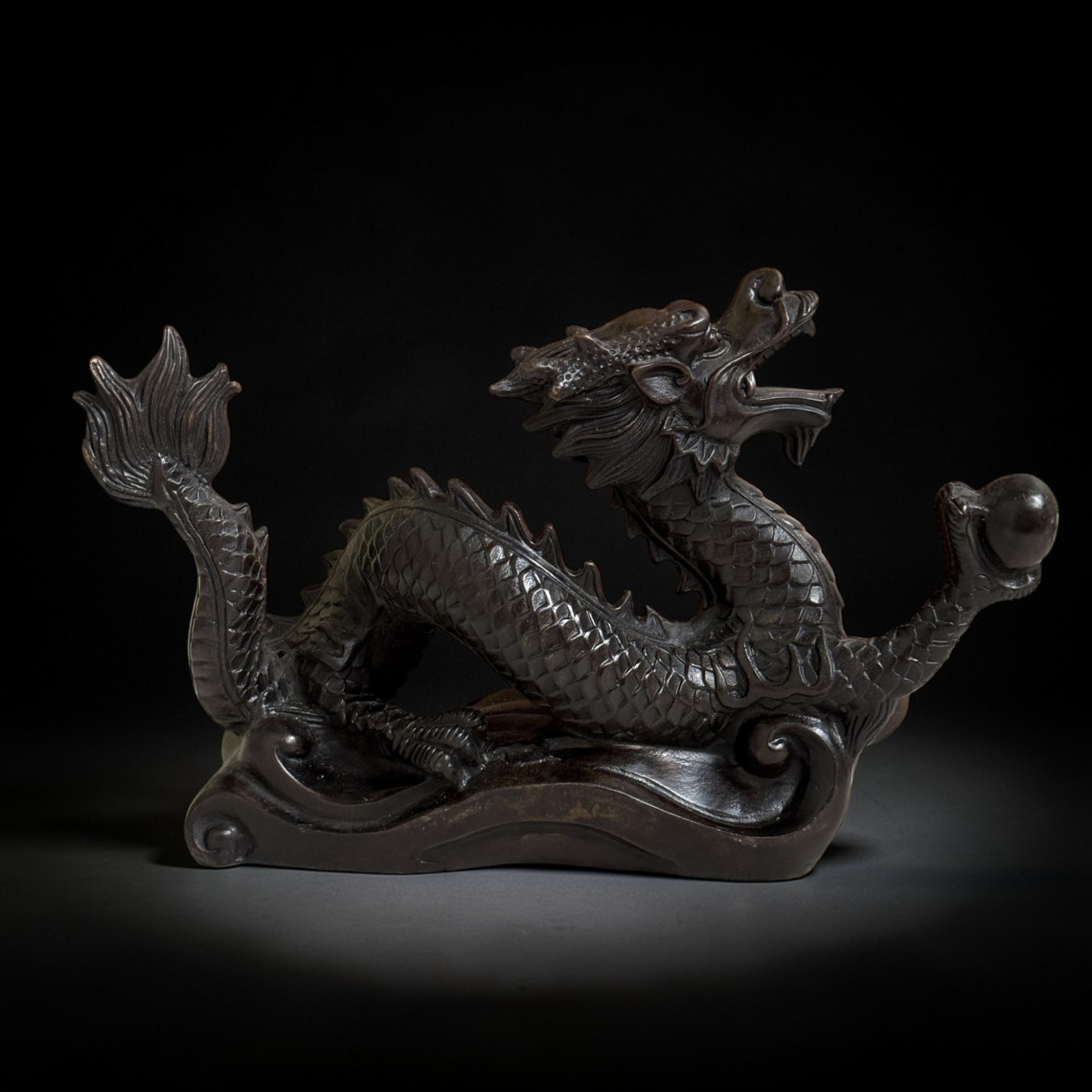 Chinesischer Drache Bronze Figur - Fengshui Skulptur 25 cm