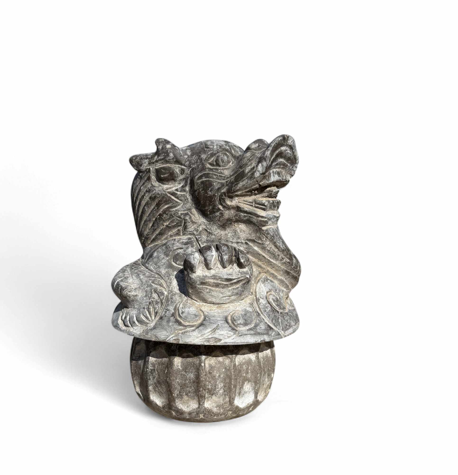 Chinesischer Drachen Wächter – Naturstein Gartenfigur für Schutz & Glück