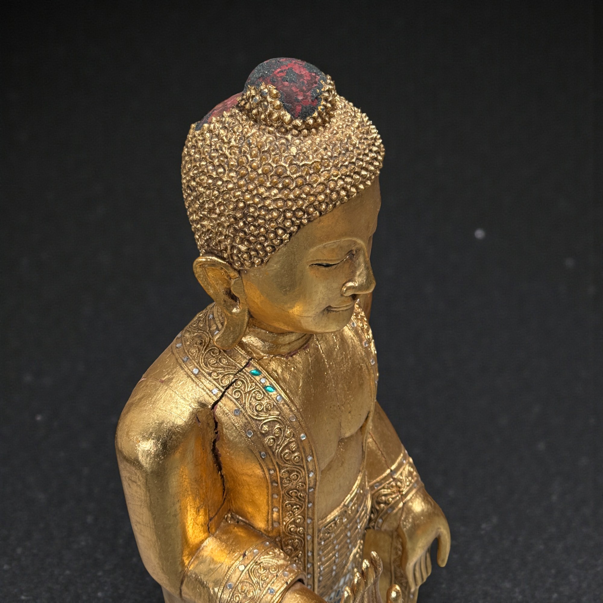 Holz Buddha Statue Thailand blattvergoldet 110 cm groß