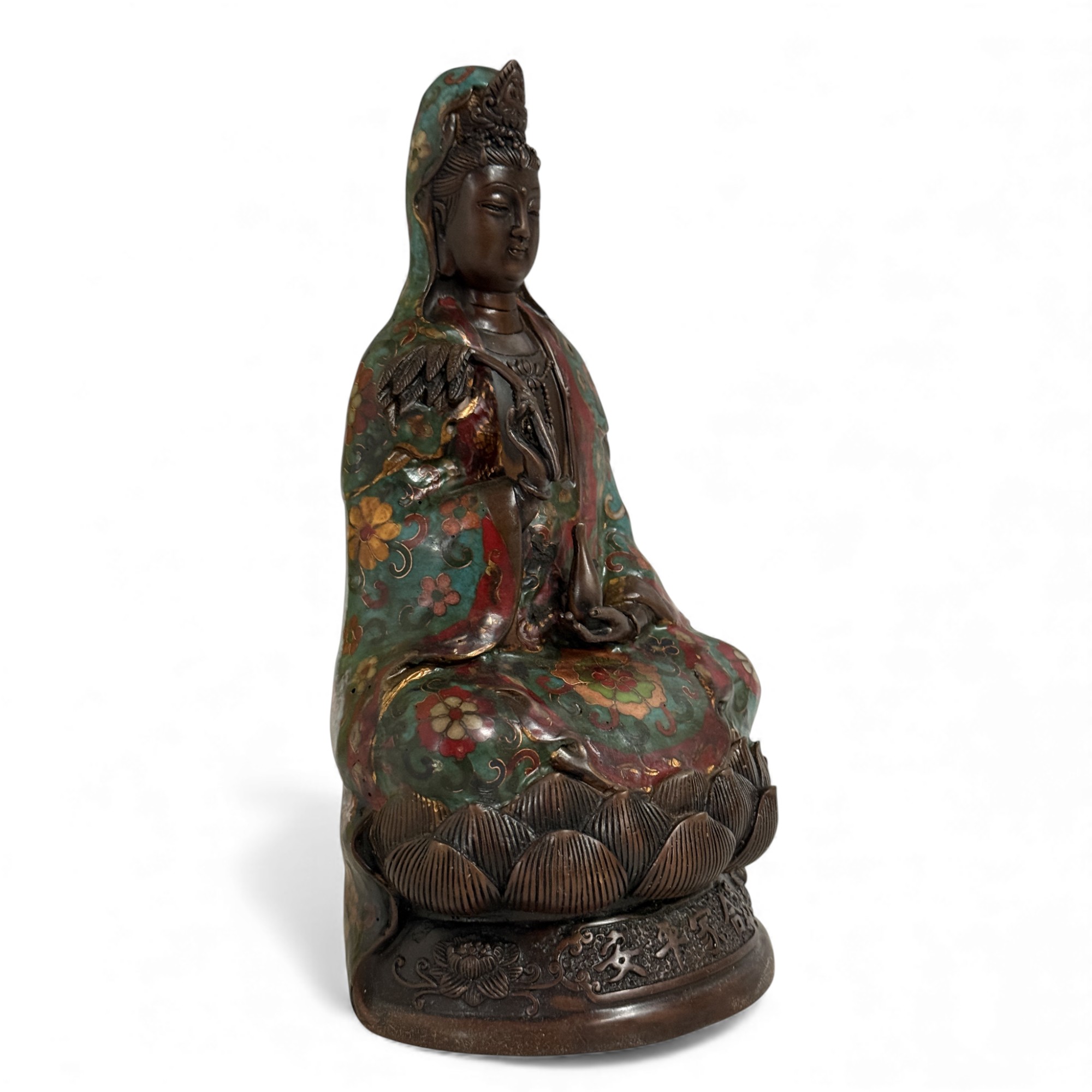 Guanyin Buddha Figur Bronze Cloisonne Skulptur China