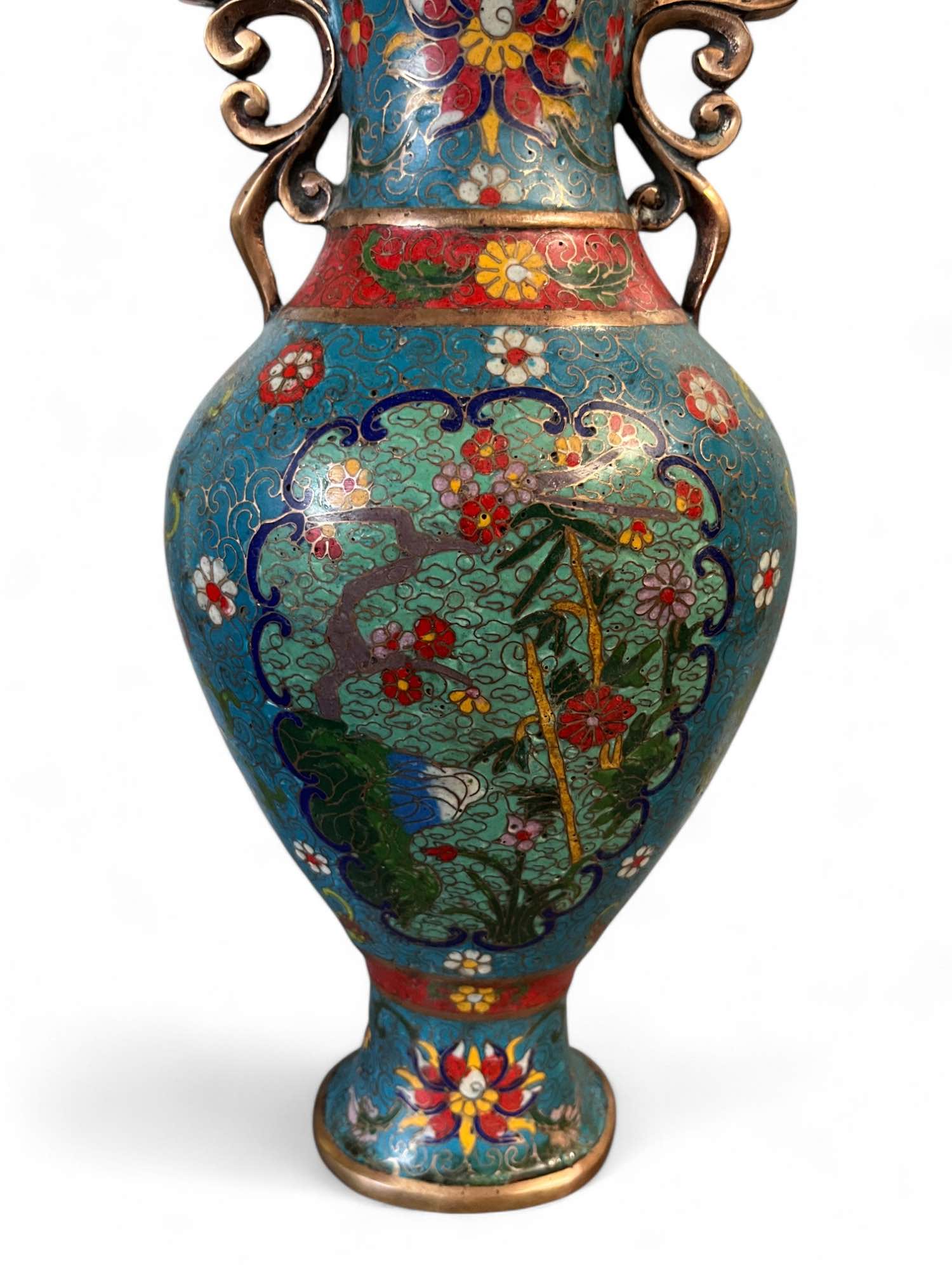China Cloisonne Vase Bronze mit Markung