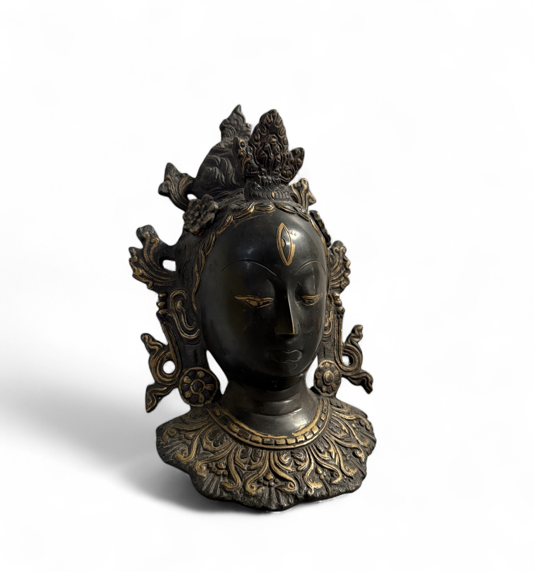 Tara Wandmaske Nepal Bronze Skulptur 24 cm