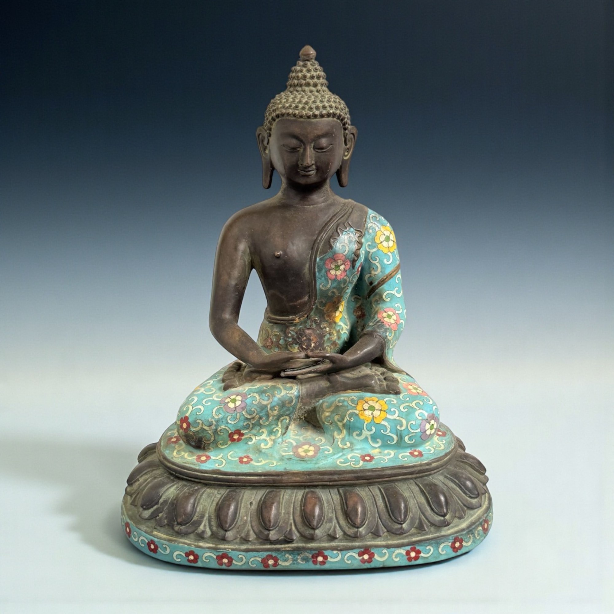 Buddha Figur Bronze China Cloisonne Skulptur 40cm groß