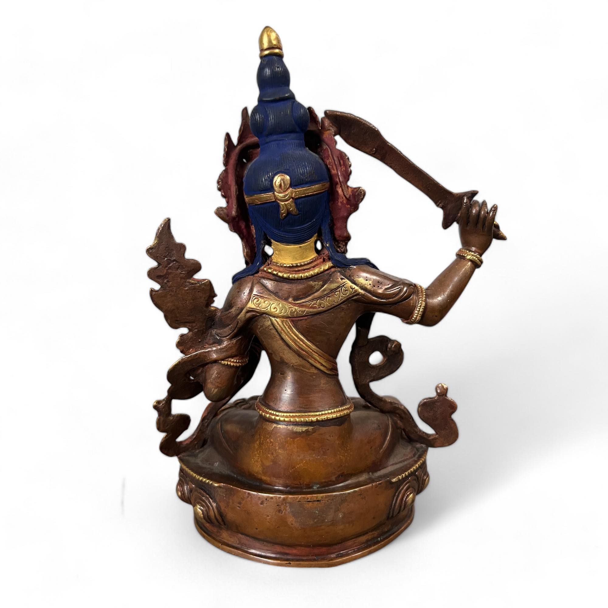 Manjushri Buddha Figur aus Bronze - vergoldet