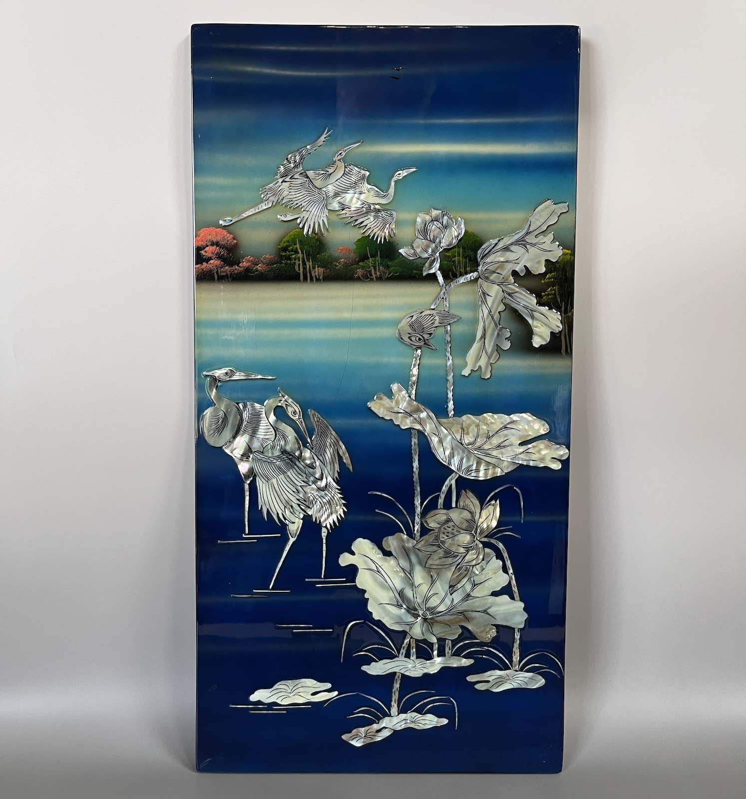 Asiatisches Wandbild Holz Lackbild Perlmutt Wanddeko Asiatisches Wandbild Holz Lackbild Perlmutt Wanddeko