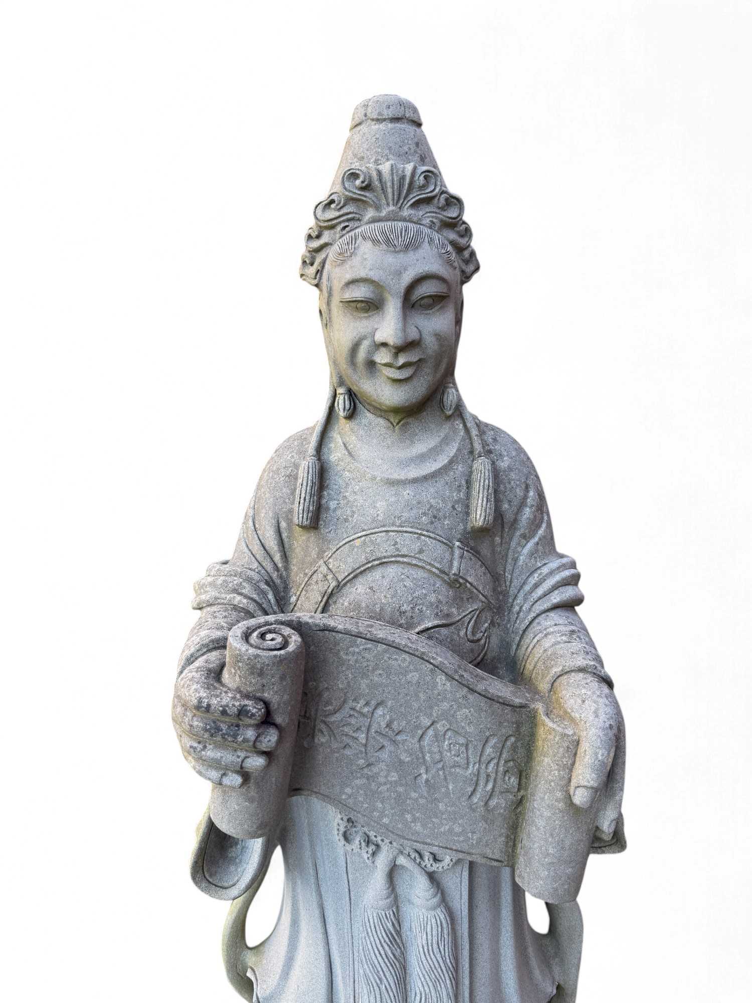 Naturstein Gelehrtenstatue aus China – 101 cm – Symbol für Bildung & Weisheit – 50 Jahre alt