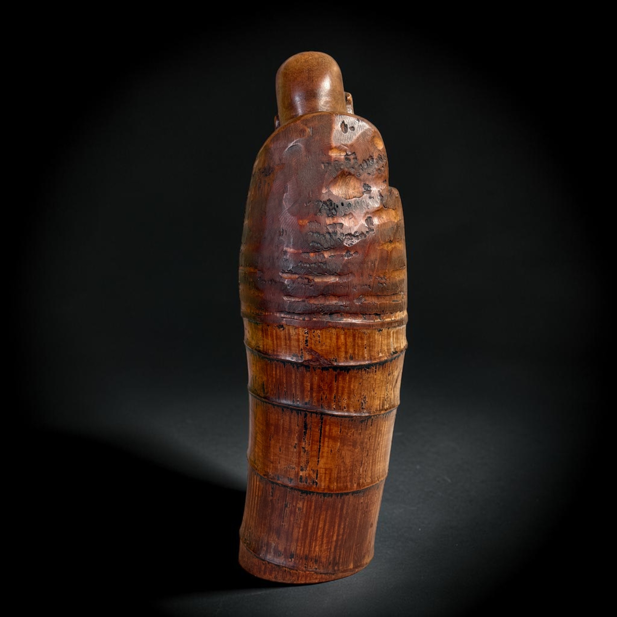 Alte Gott des Reichtums Figur aus Bambuswurzel 50cm