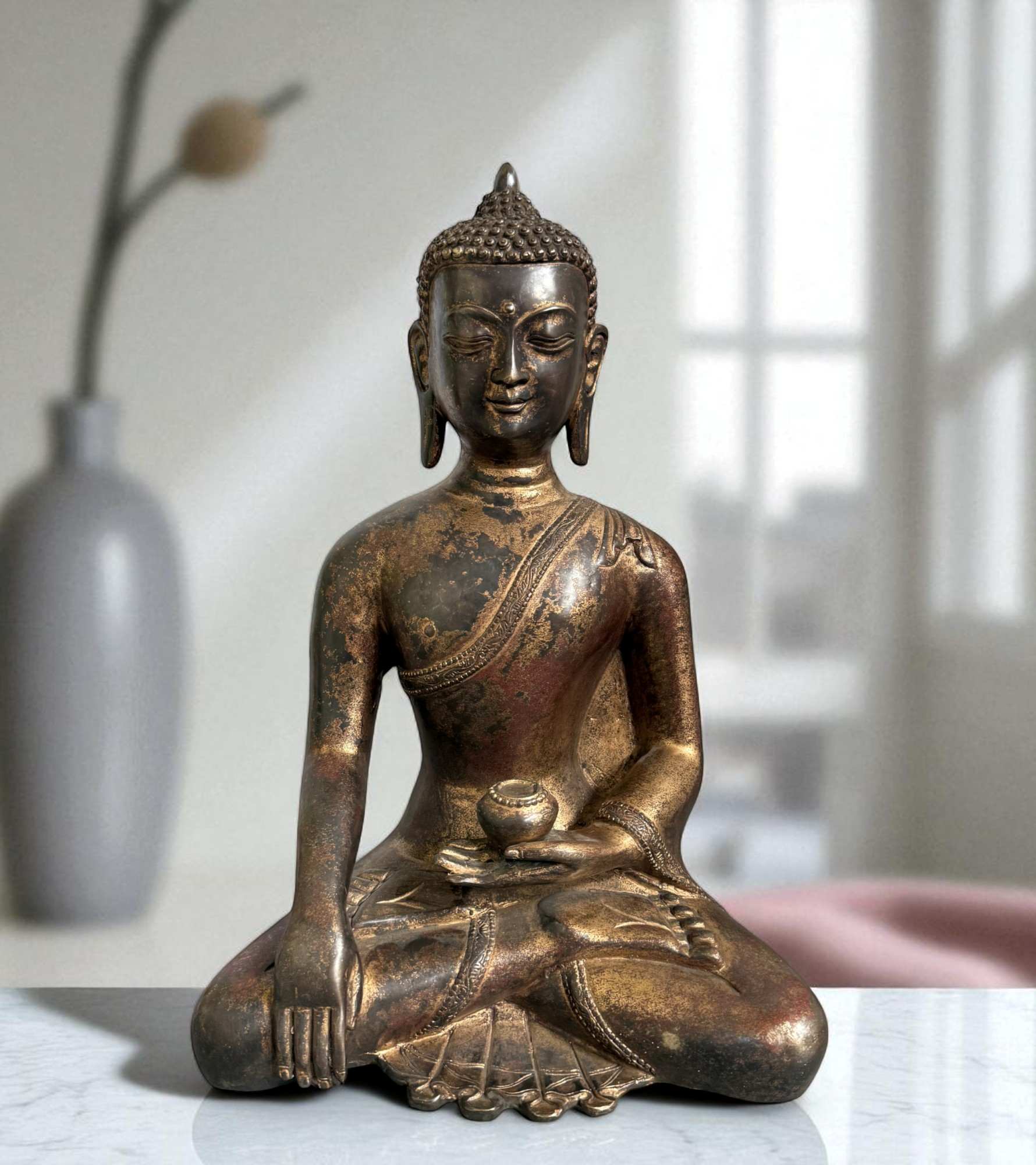 Siddharta Gautama Bronze Buddha Figur 39 cm groß