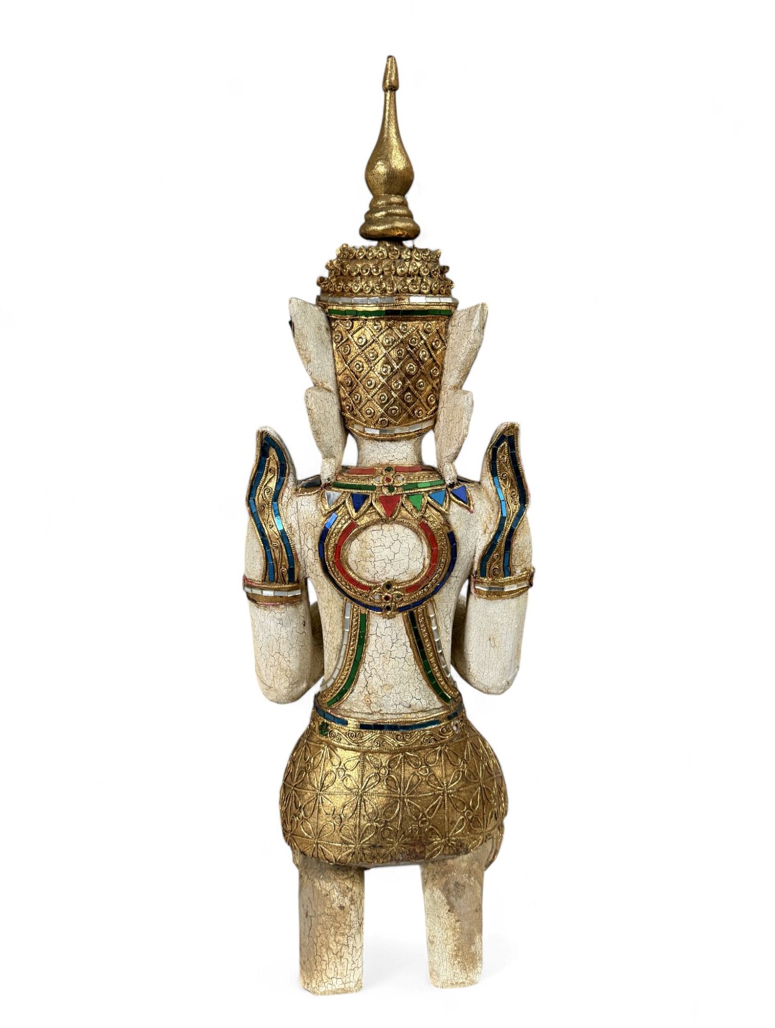 Thailändischer Tempelwächter mit Blattgold - 77 cm