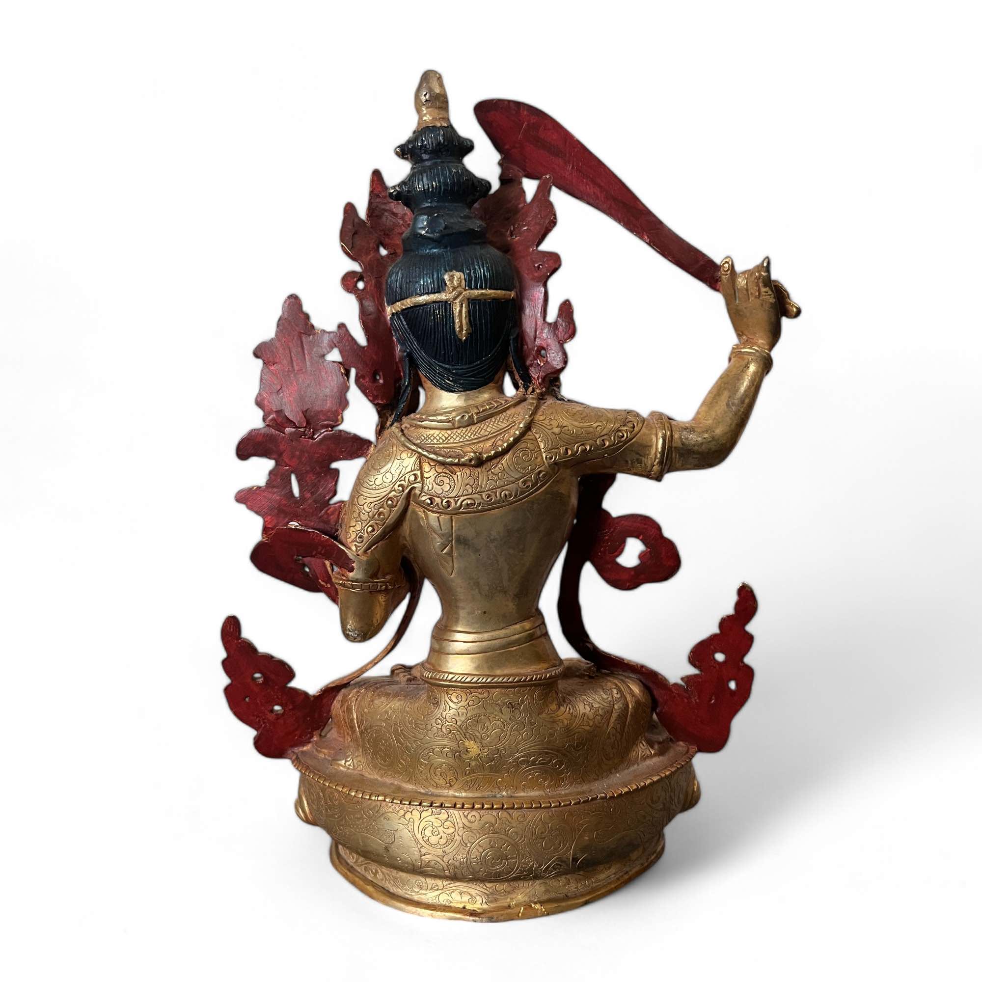 Manjushri Bronze Figur vergoldet Nepal - 31,5cm