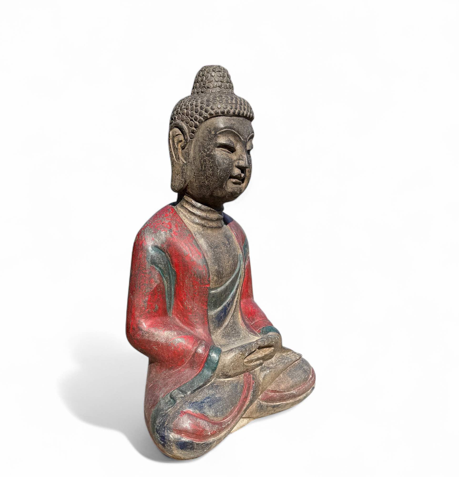 Garten Buddha Statue Naturstein Figur Meditation Geste