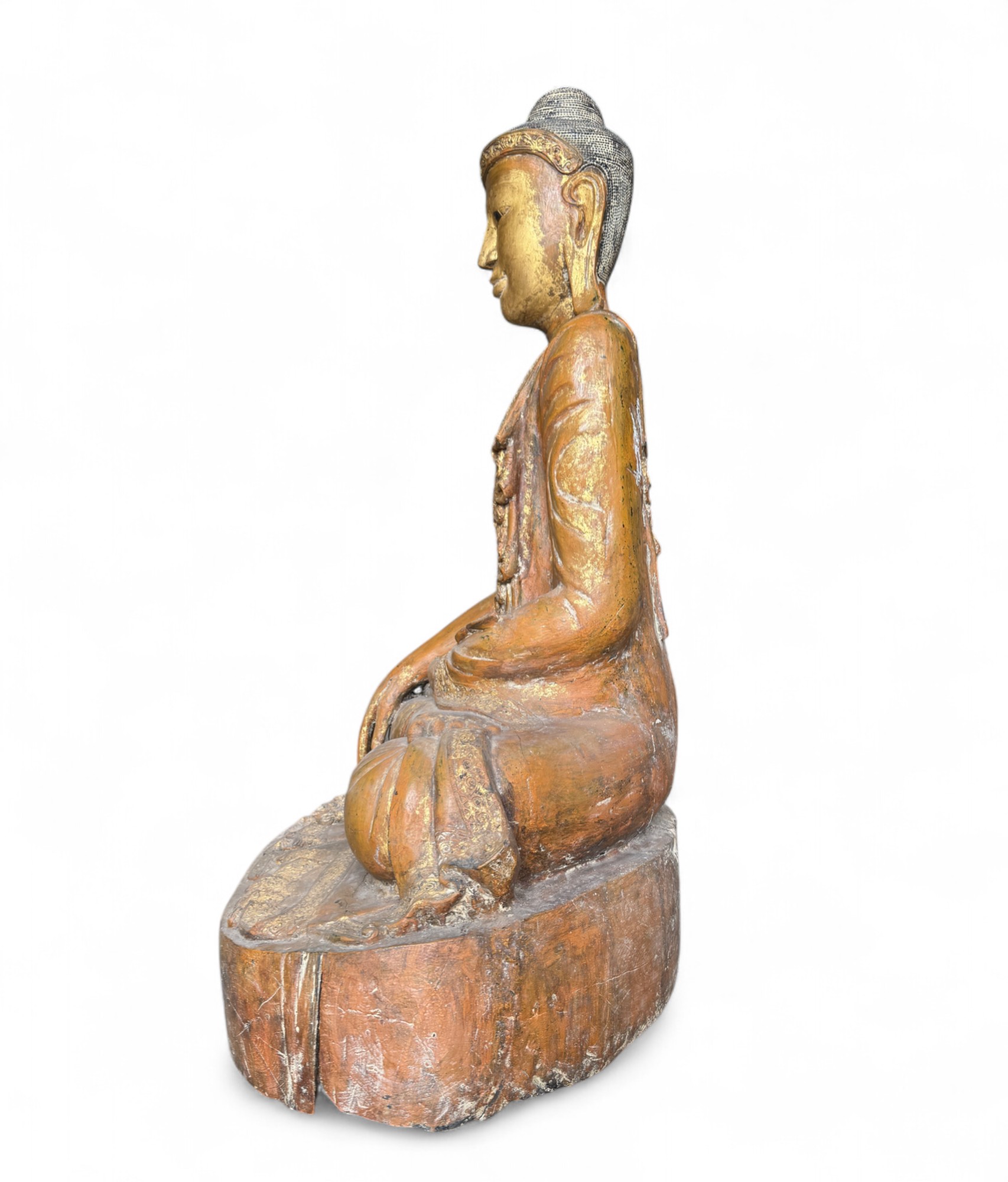 Alte Mandalay Buddha Statue Teakholz Burma Skulptur