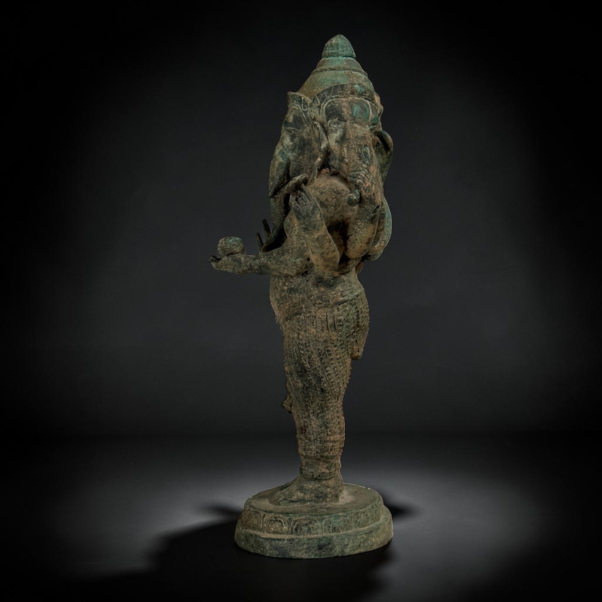 Bronze Ganesha Figur aus Thailand - dreiköpfig - 32 cm groß