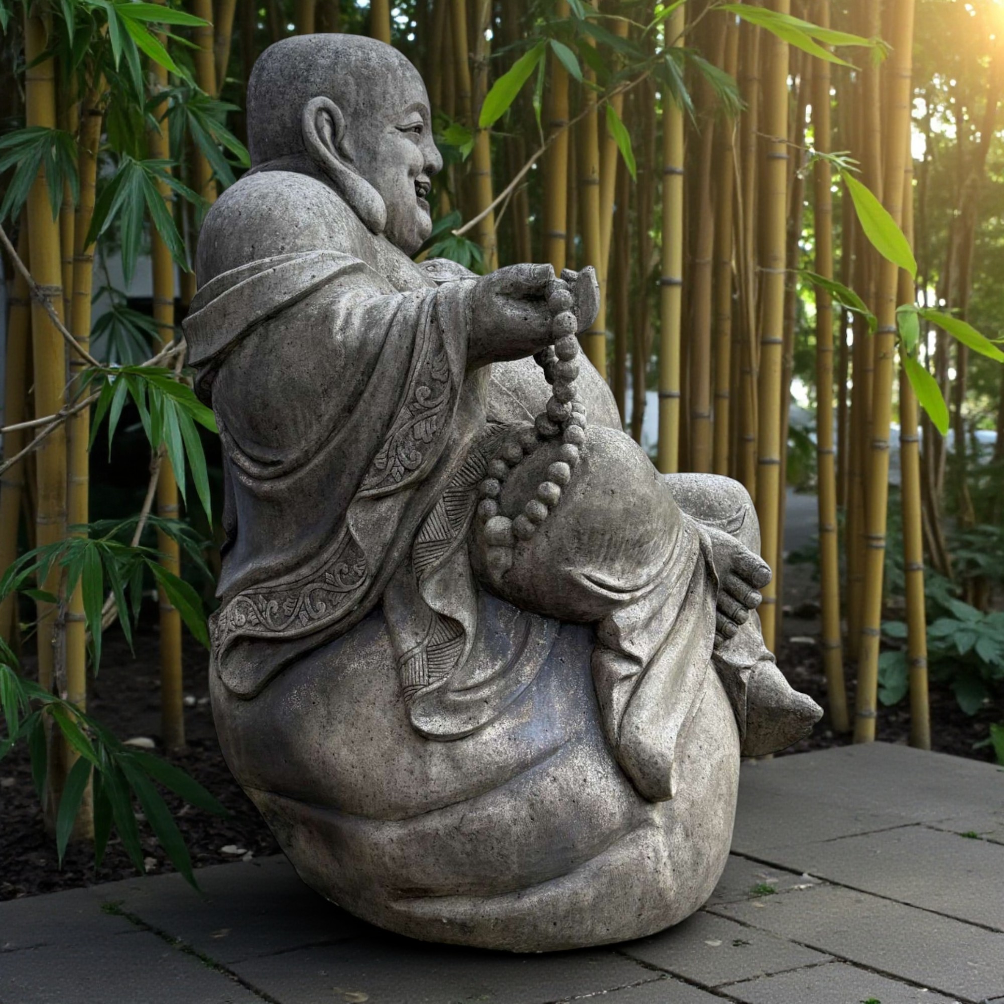 Großer Budai 150 cm aus Granit – Lachender Buddha aus China