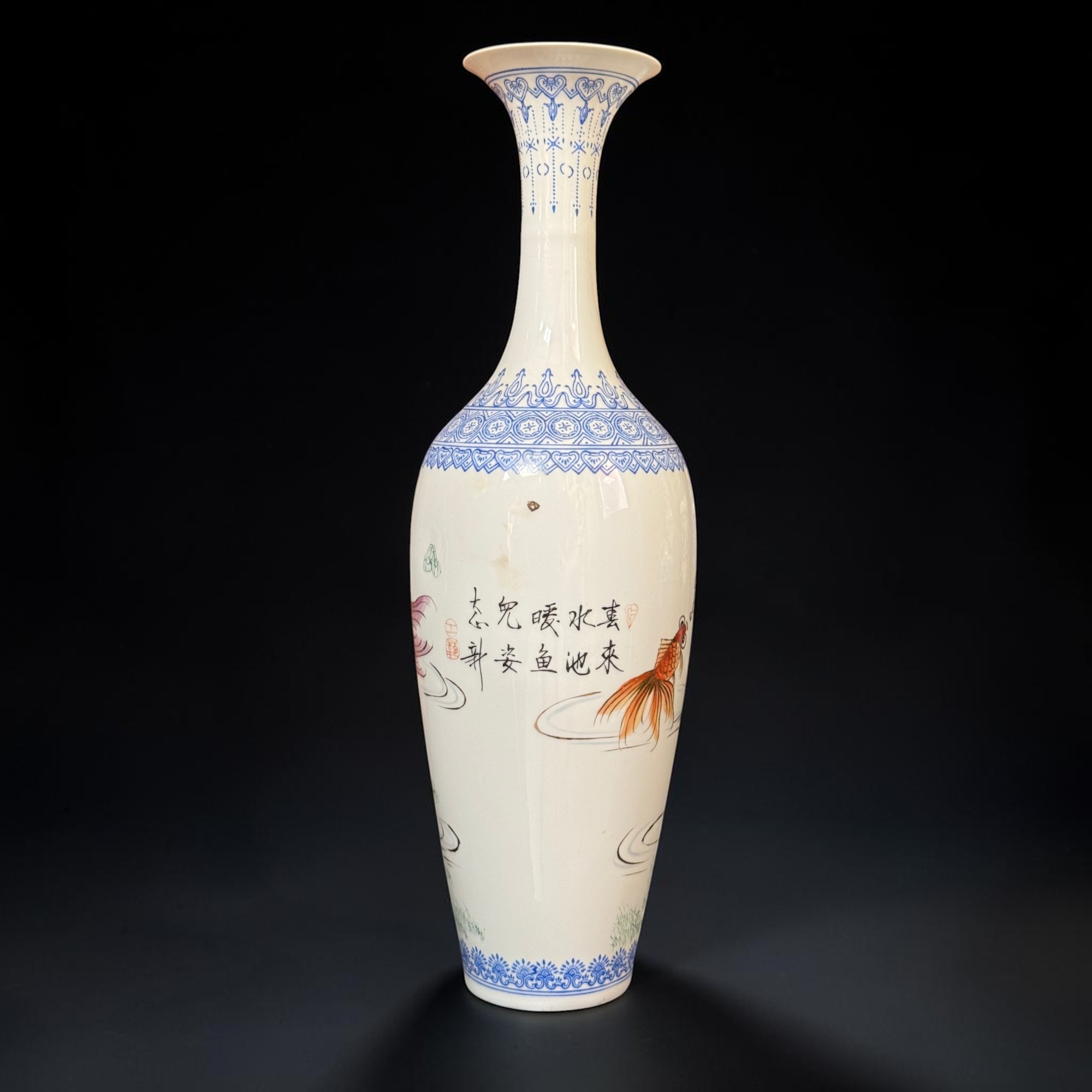 Alte China Porzellanvase Eierschalenporzellan 33cm