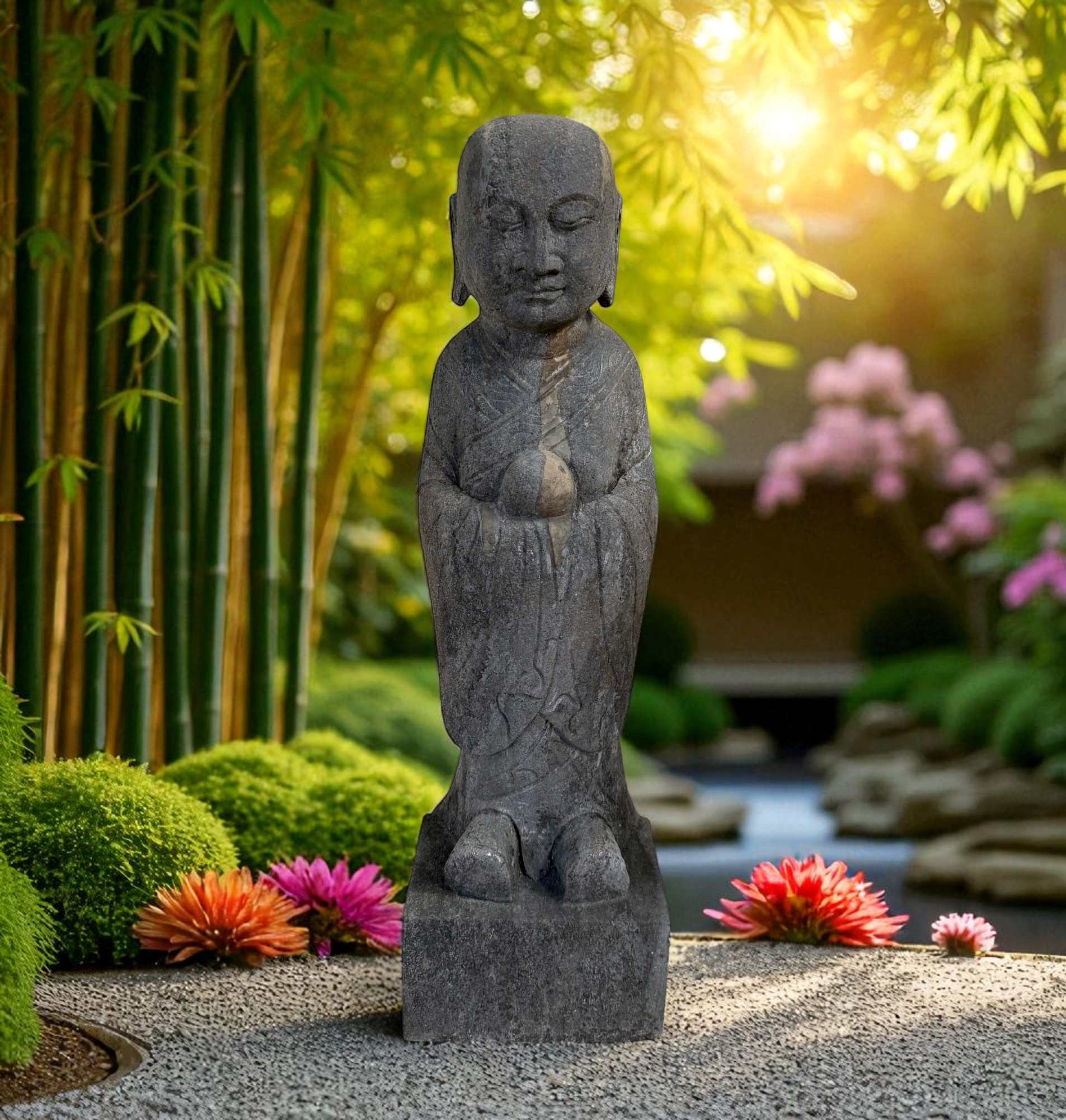 Zen Mönch China Garten Skulptur Naturstein Figur 50 cm groß