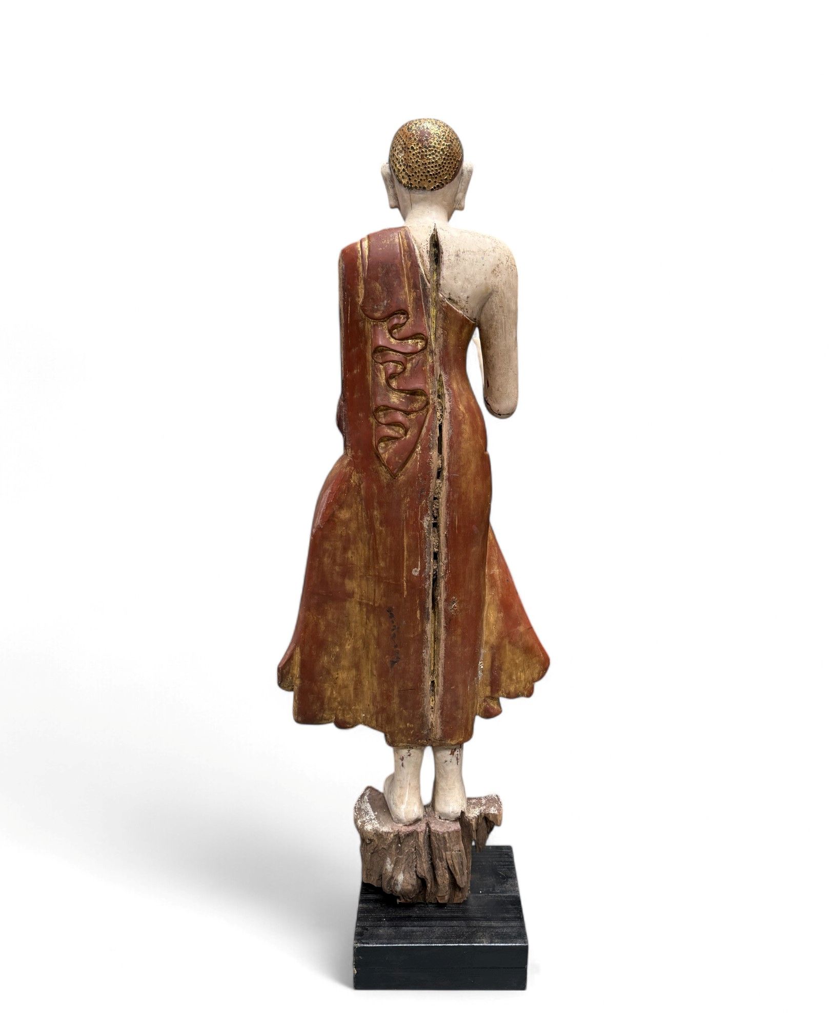 Burmesische Mönchsfigur aus Teakholz – ca. 140 Jahre alt