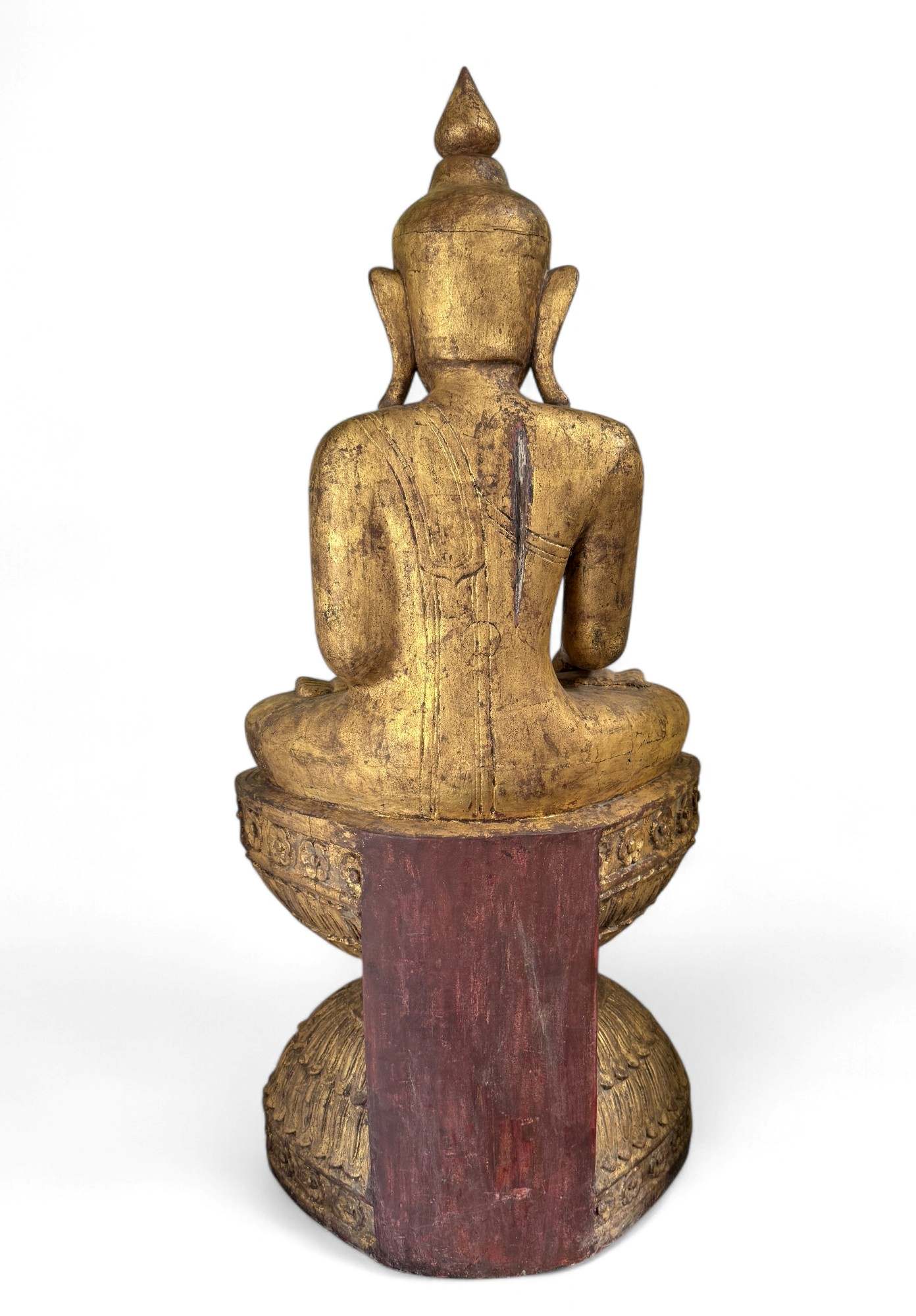 Alte Buddha Statue aus Burma Ava Stil - Teak Holz, 105 cm groß