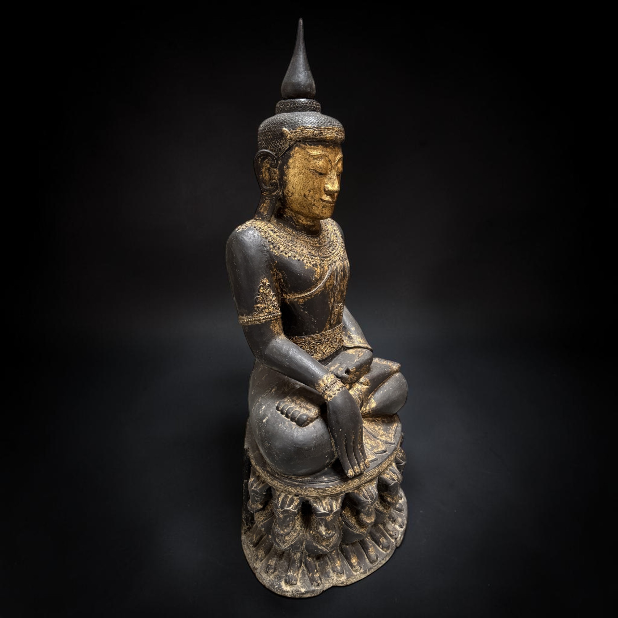 Monumentaler Teakholz Buddha 143cm - Rakhine State Unikat - Sammlerstück 18./19.