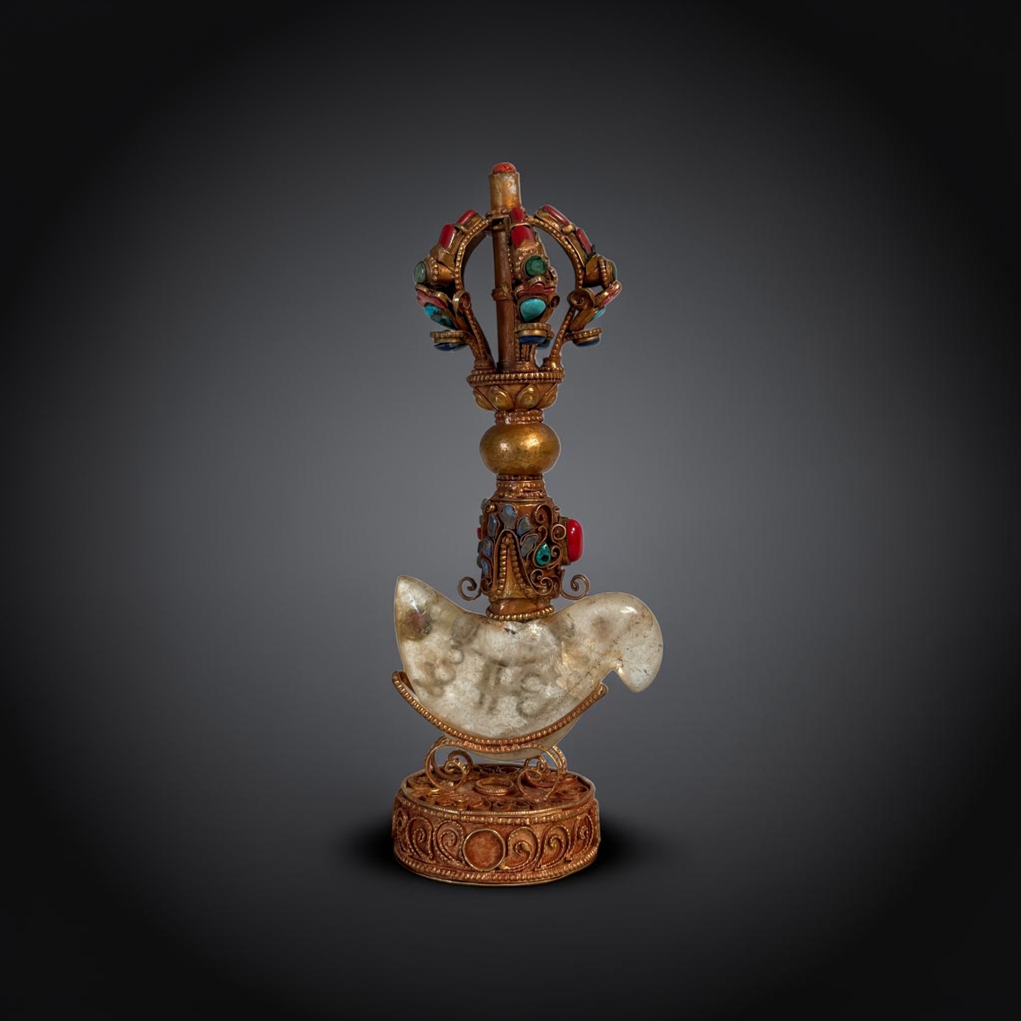 Tibetische Kartika mit Bergkristall Klinge und Vajra Griff 25,5cm