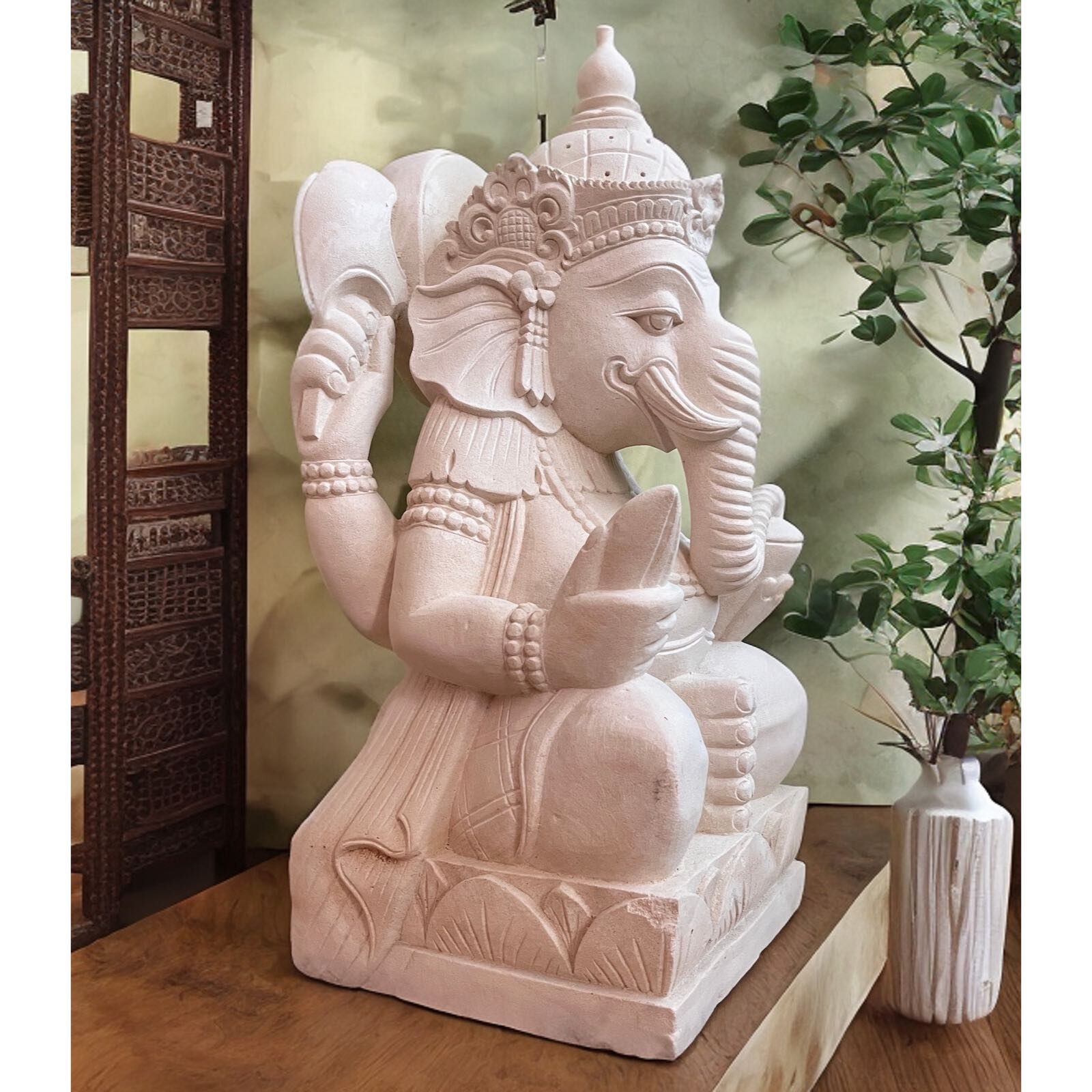 Ganesha Figur Sandstein Thailand Skulptur Indoor