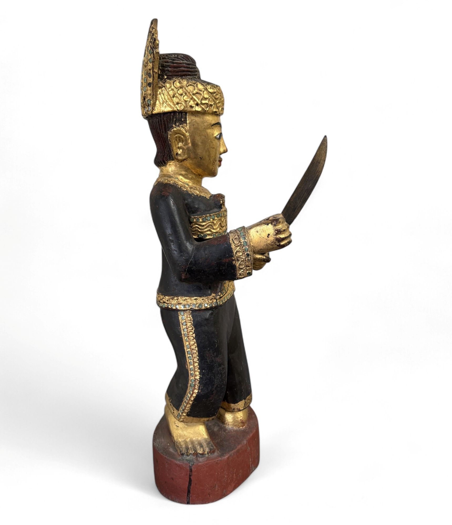 Alte Nat Skulptur aus Birma mit Teilvergoldung - 66 cm groß