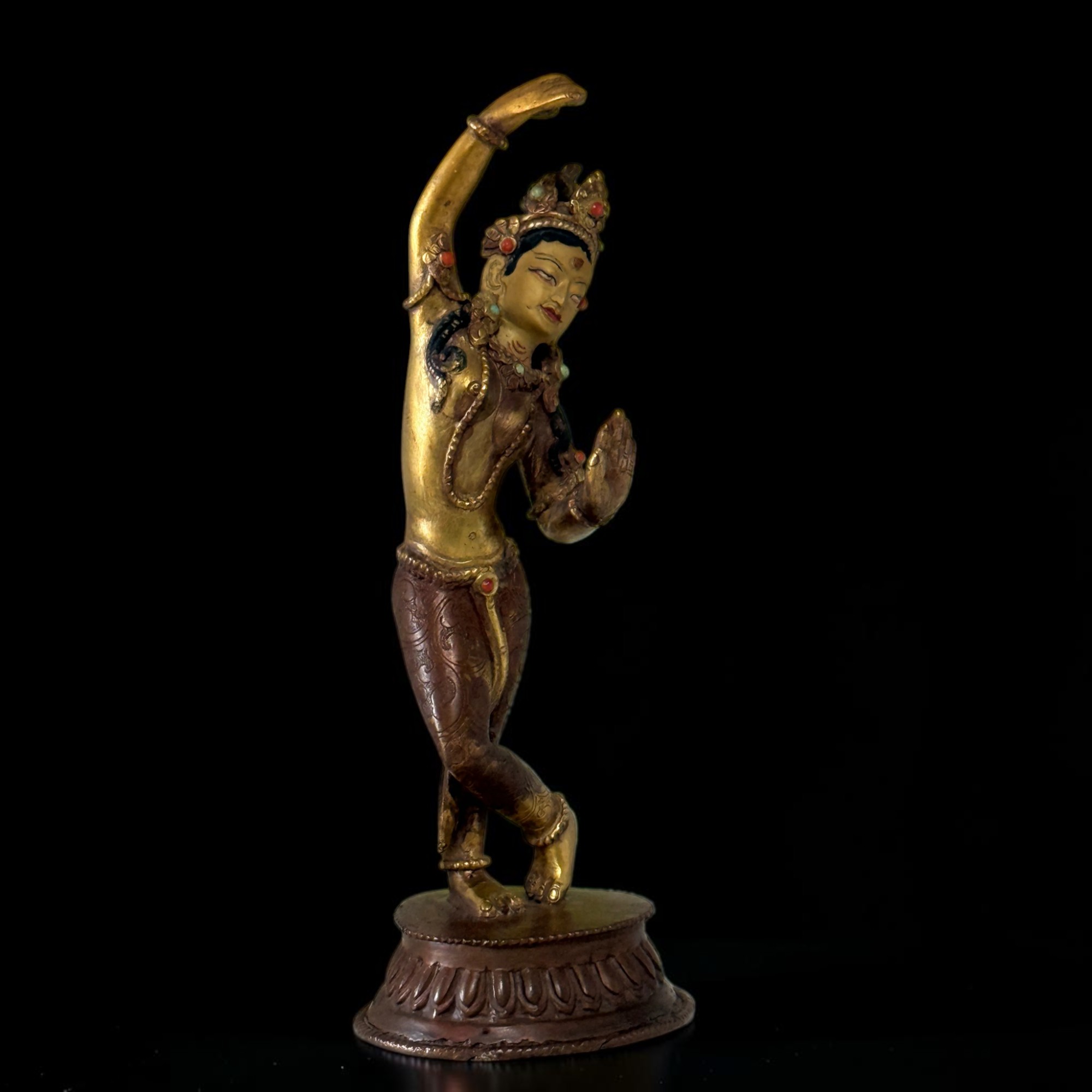 Mayadevi Figur Bronze feuervergoldet Nepal Buddha Mutter Skulptur