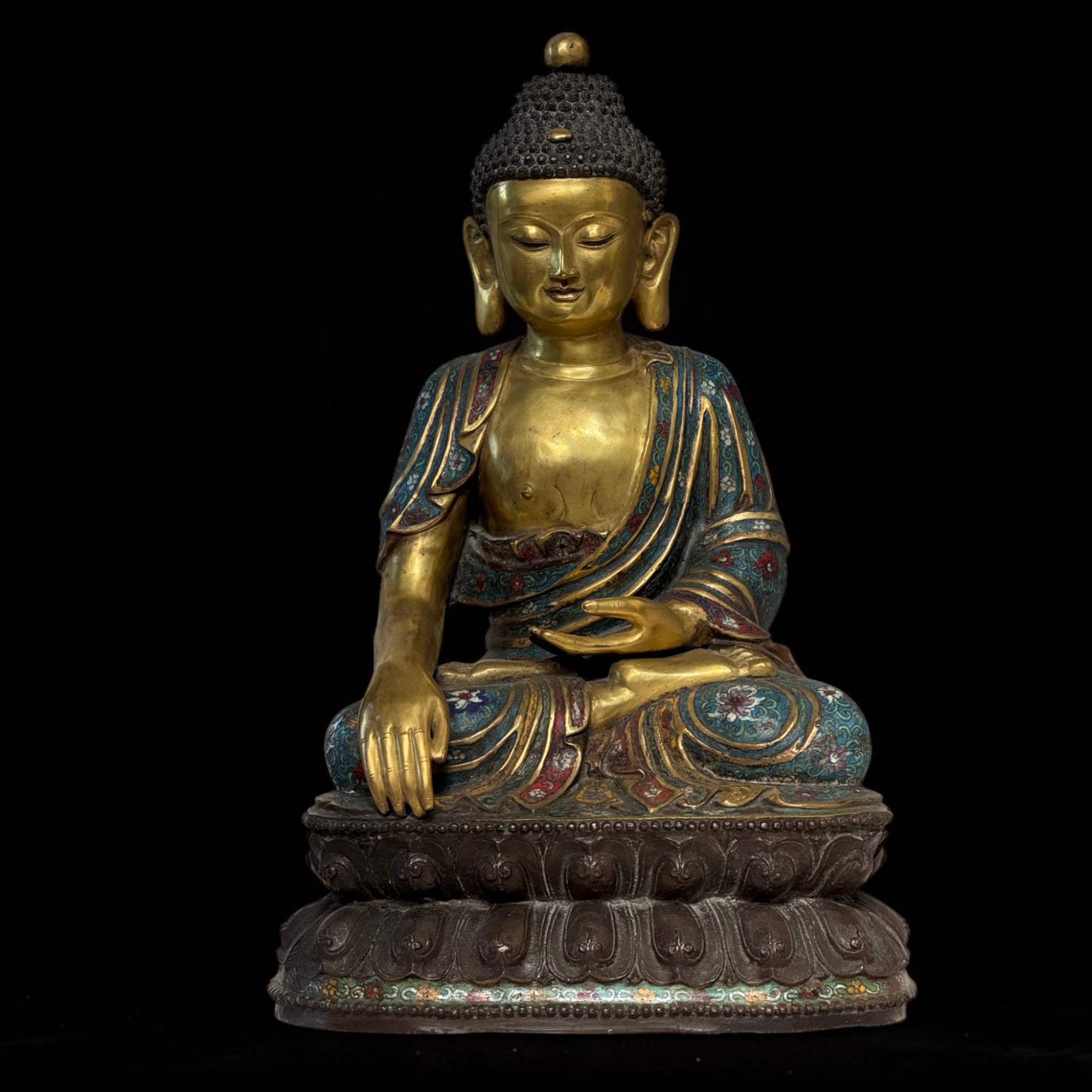 Buddha Figur Bronze Cloisonne Skulptur 50 cm groß