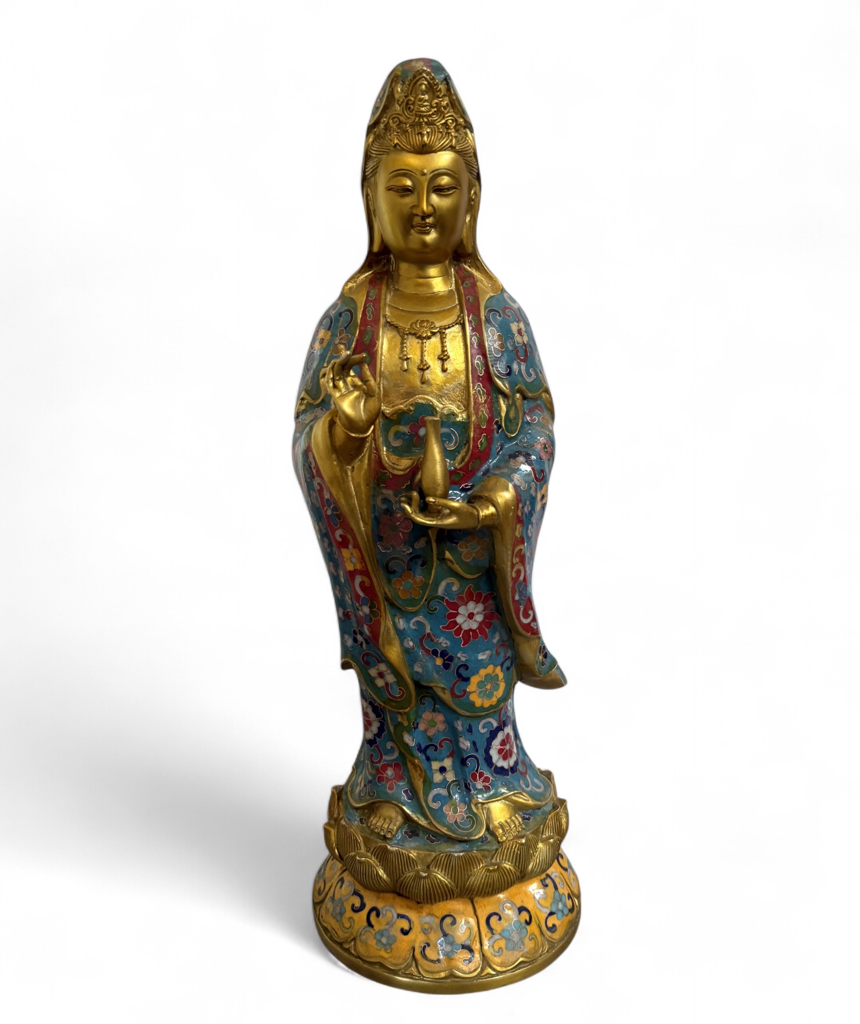 Guanyin Figur Cloisonne Bronze Bodhisattva Skulptur China Buddha