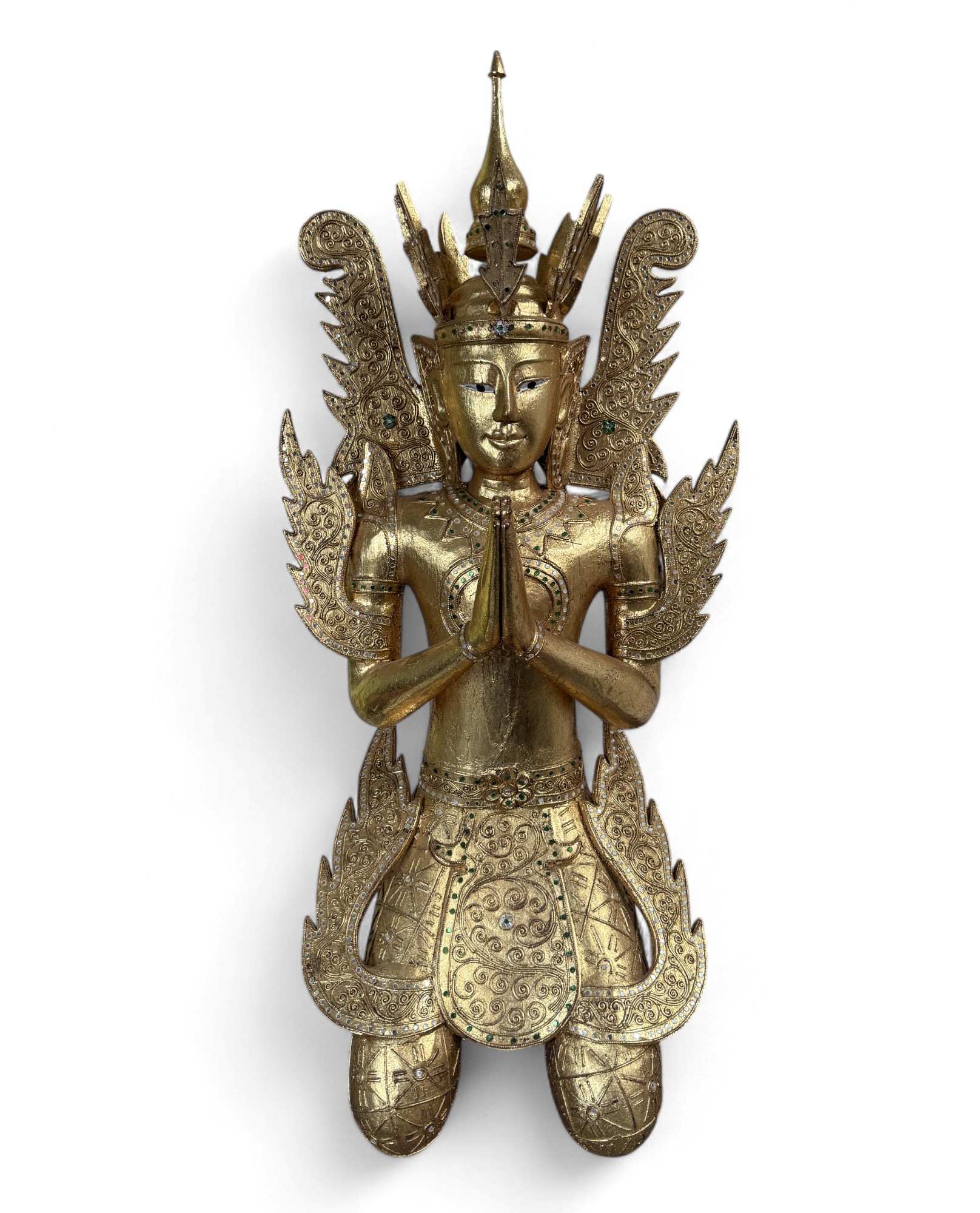 Thailändischer Tempelwächter majestätischer Teppanom Holz Skulptur