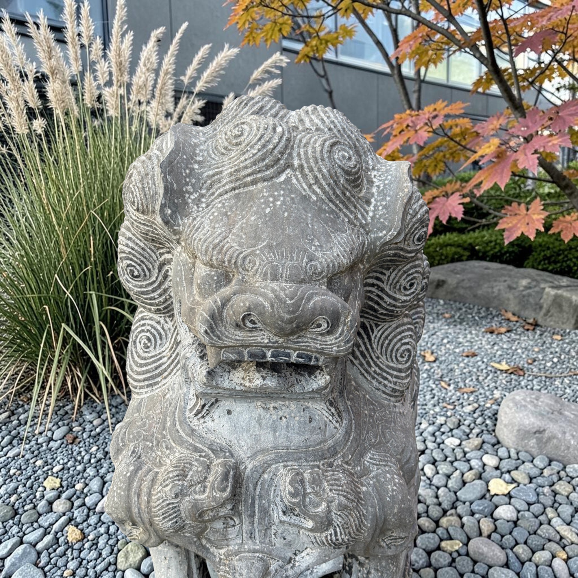 Chinesischer Wächterlöwe Tempellöwe Naturstein Skulptur China 110cm