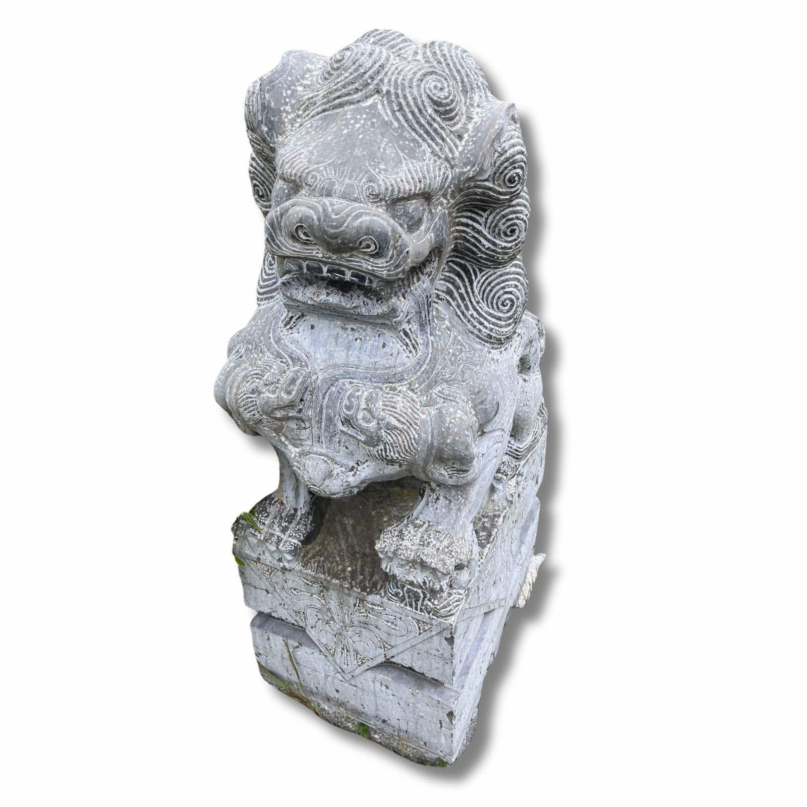 Chinesischer Wächterlöwe Tempellöwe Naturstein Skulptur China 110cm Chinesischer Wächterlöwe Tempellöwe Naturstein Skulptur China 110cm