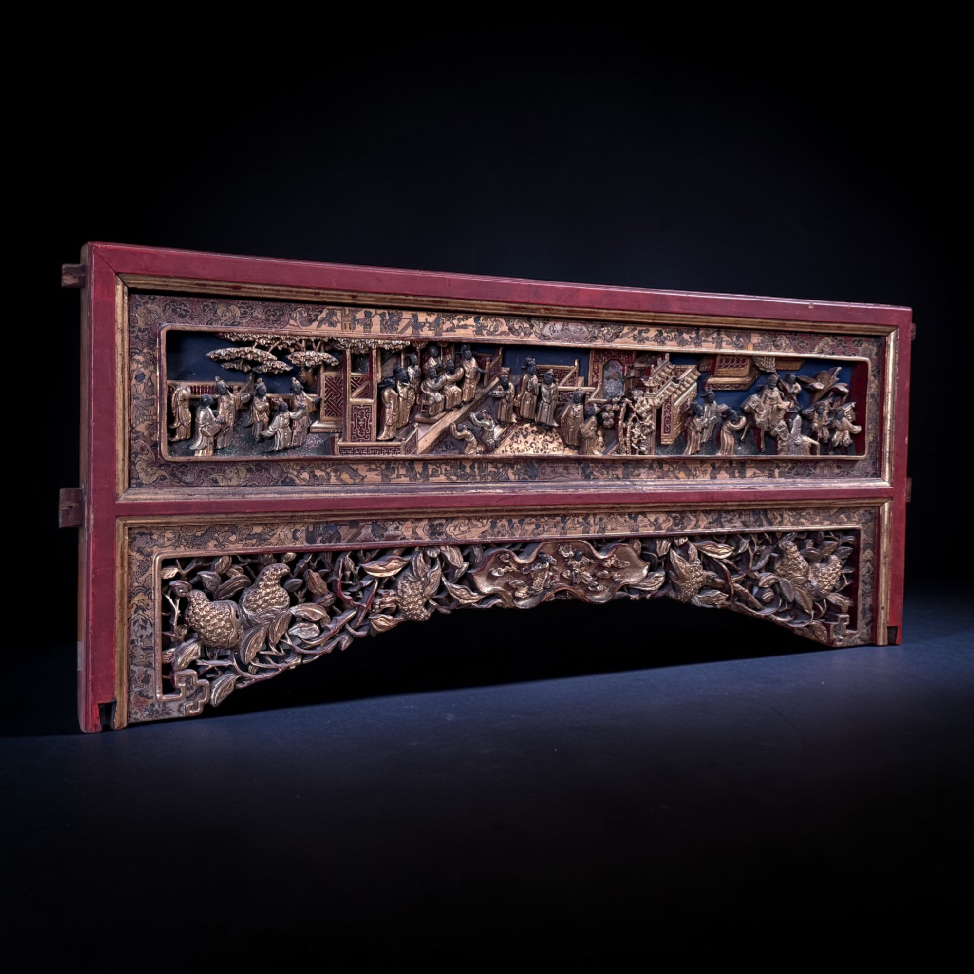 Monumentales Holz Relief - chinesische Schnitzerei aus Nachlass