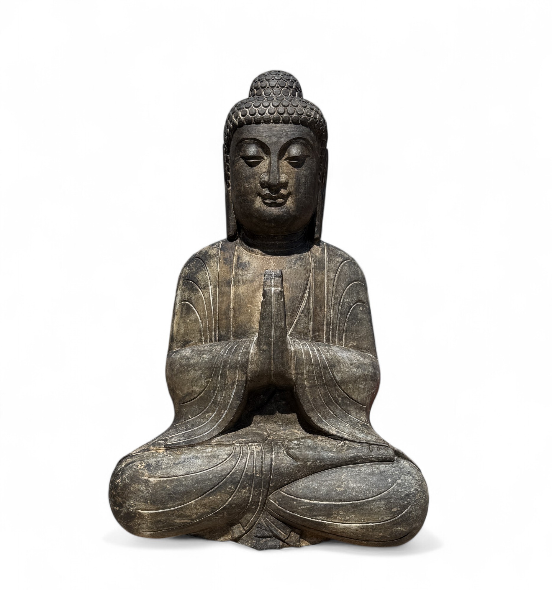 Buddha Garten Statue Naturstein Namaskar Mudra 81cm