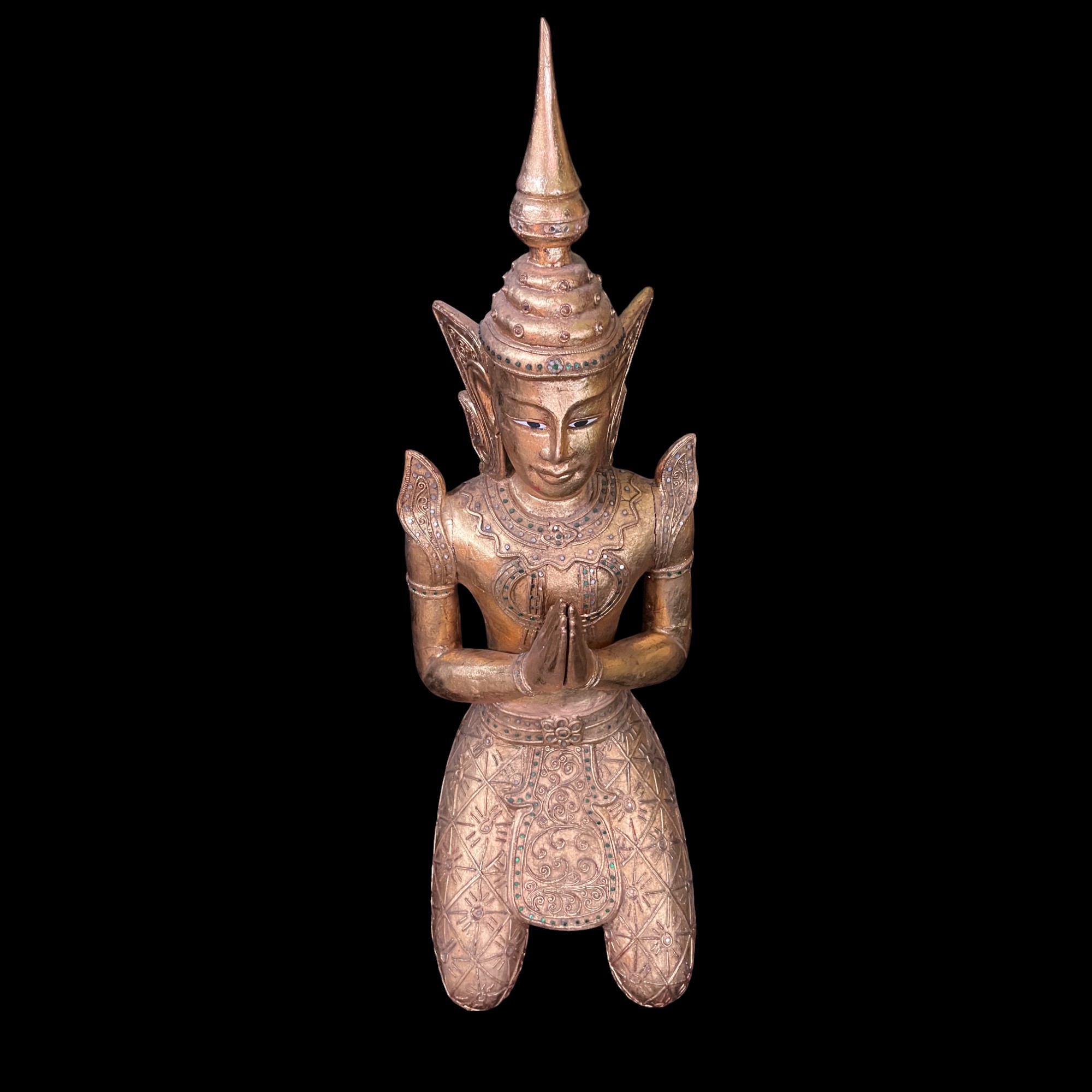 Thailändischer Tempelwächter Teppanom Holz Skulptur 94 cm