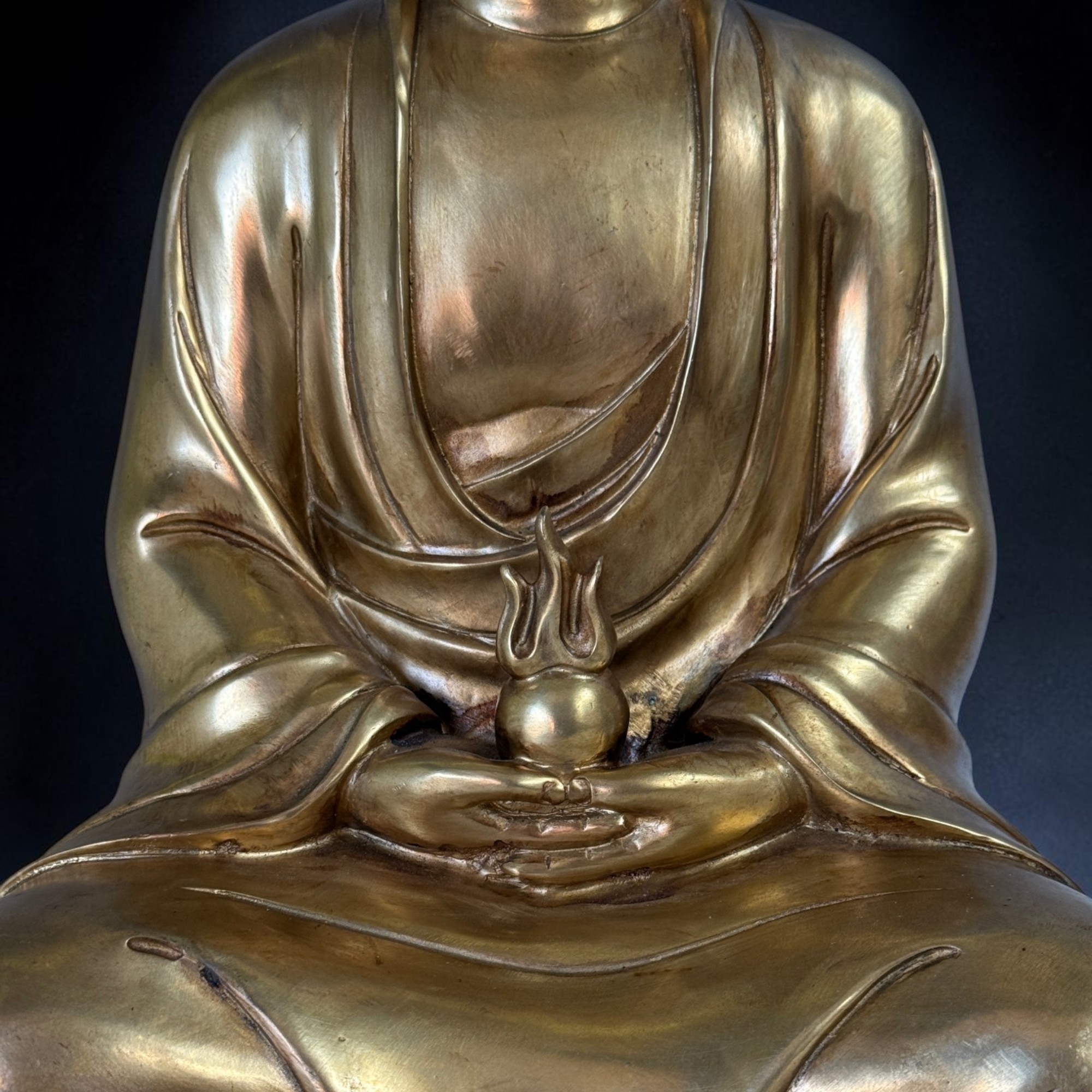 Jizo Bosatsu Bronze Statue 29 cm – Kshitigarbha Bodhisattva – Schutzpatron China