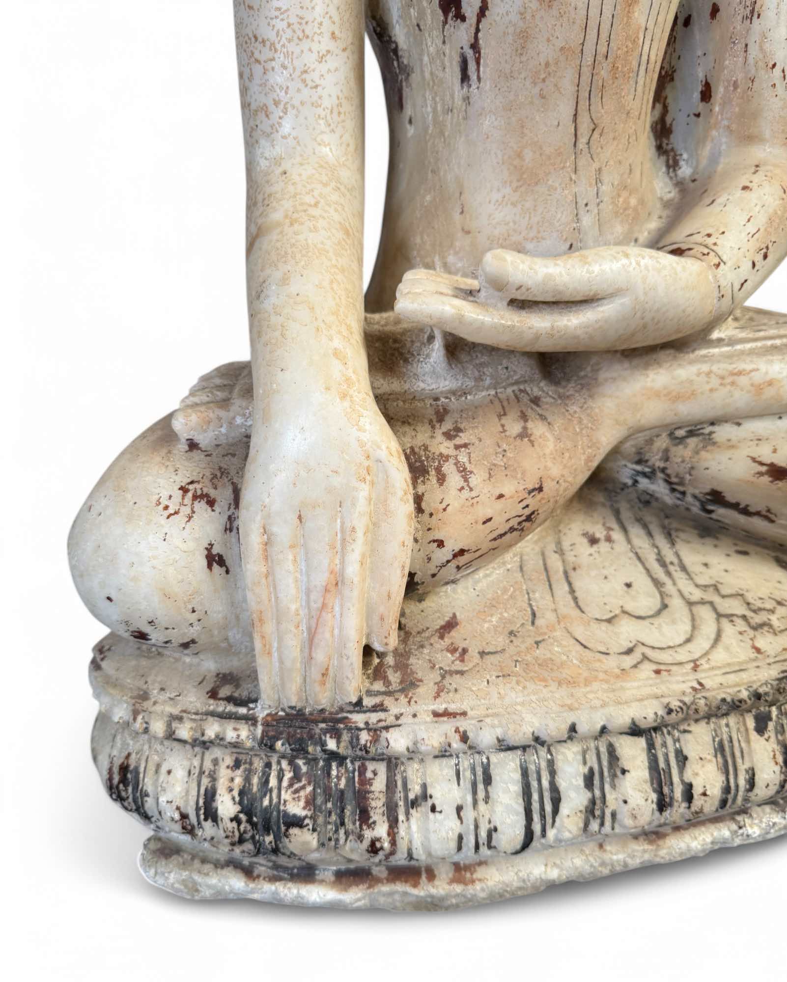 Alte Burma Buddha Statue aus Marmor Stein 66 cm groß