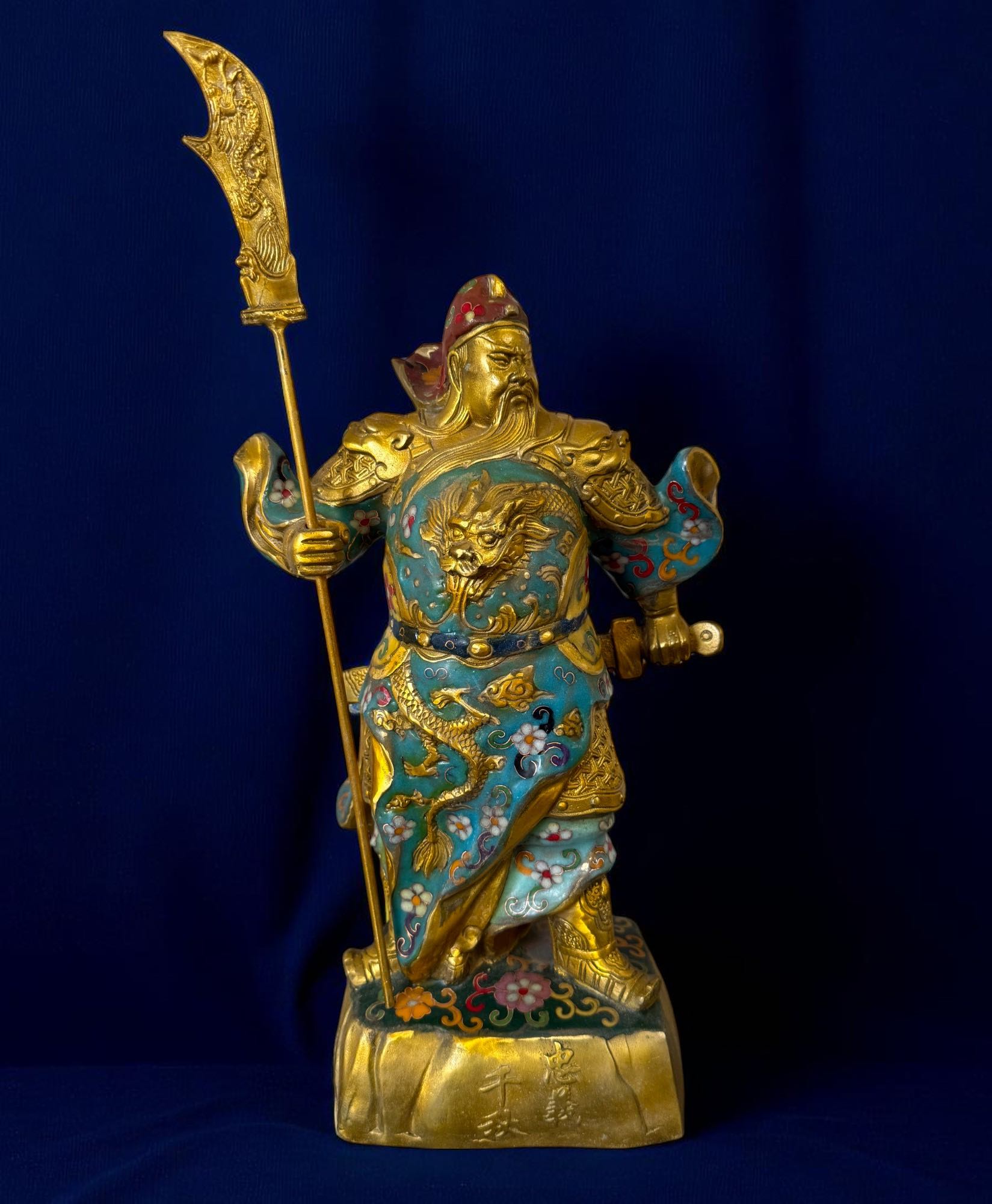 General Guan Yu China Bronze Krieger Figur Cloisonne Skulptur
