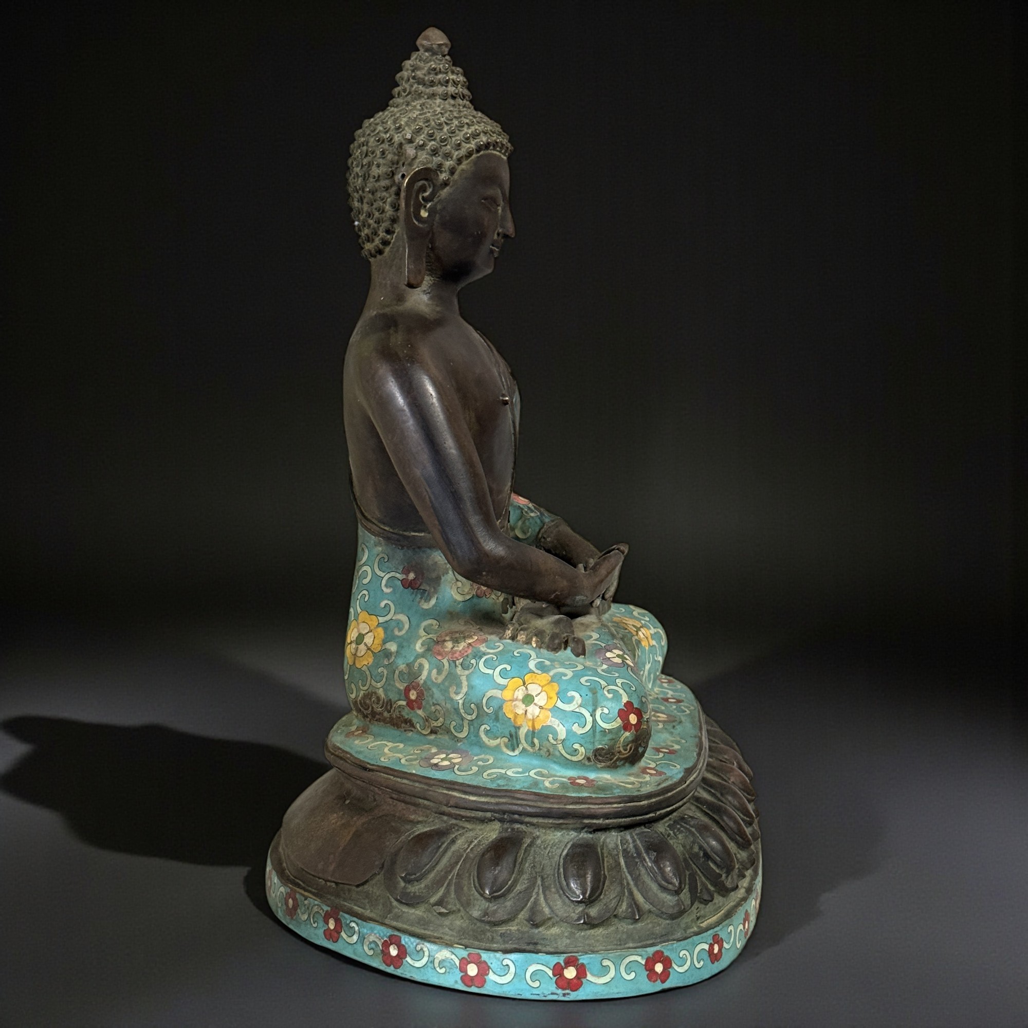 Buddha Figur Bronze China Cloisonne Skulptur 40 cm groß
